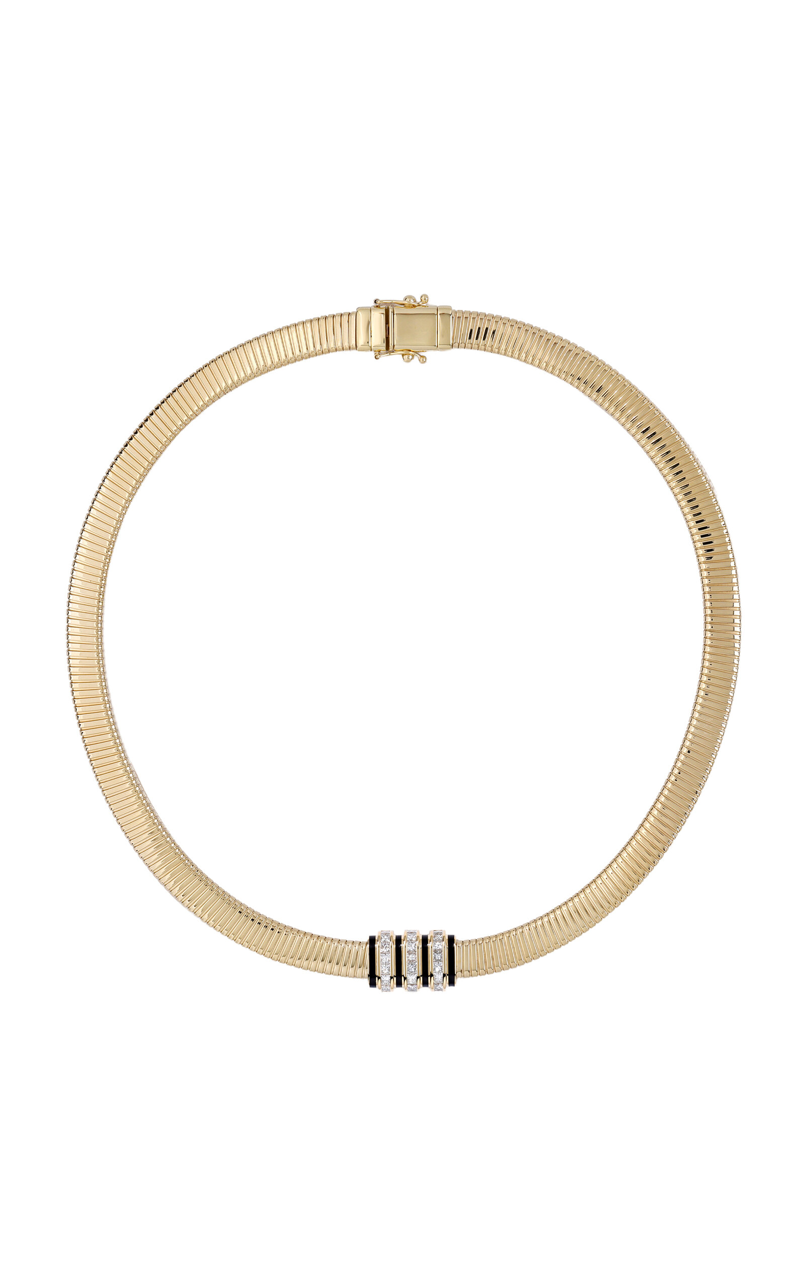 State Property Raisina Cipher Jet Black Tubogas Necklace In Gold