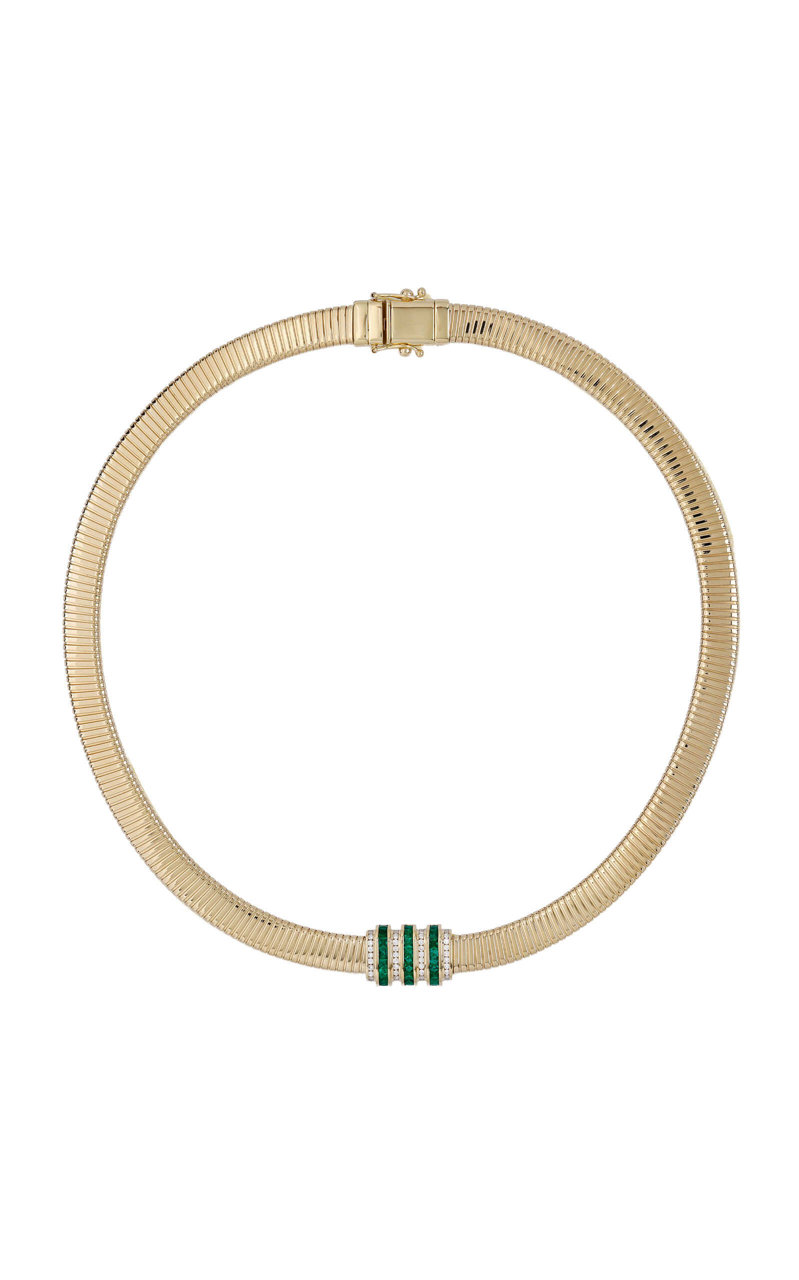 State Property Raisina Cipher Emerald Tubogas Necklace In Gold