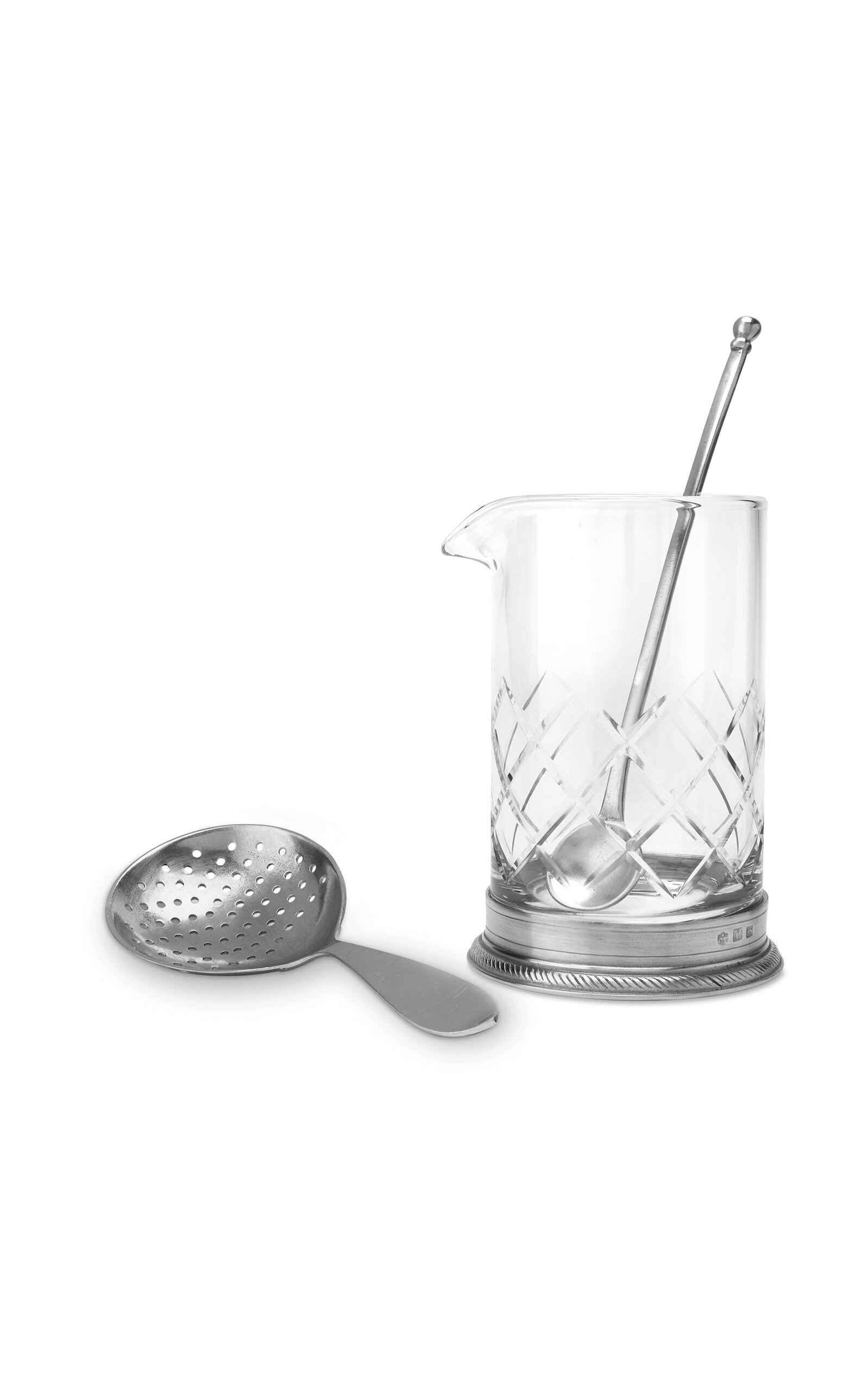 Match Luisa Mixing Glass W/strainer & Stirrer In Metallic