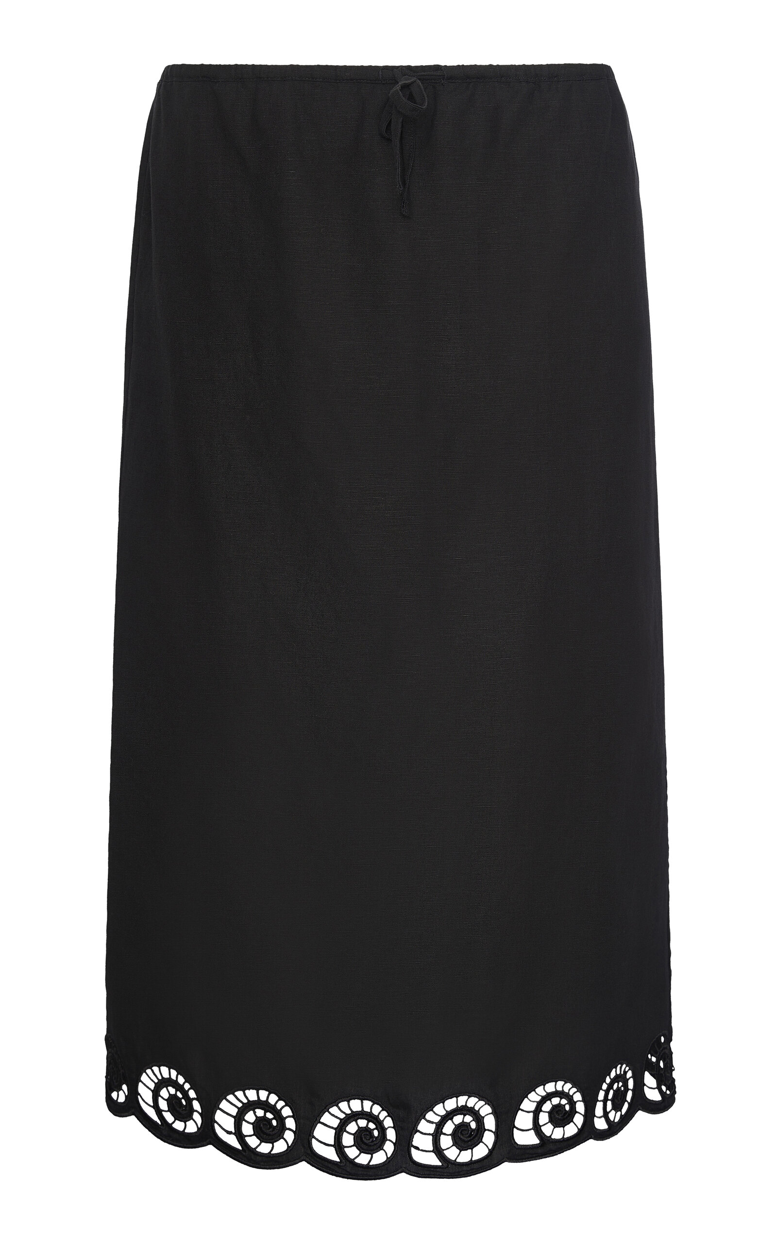 Onia Scalloped Linen Midi Skirt