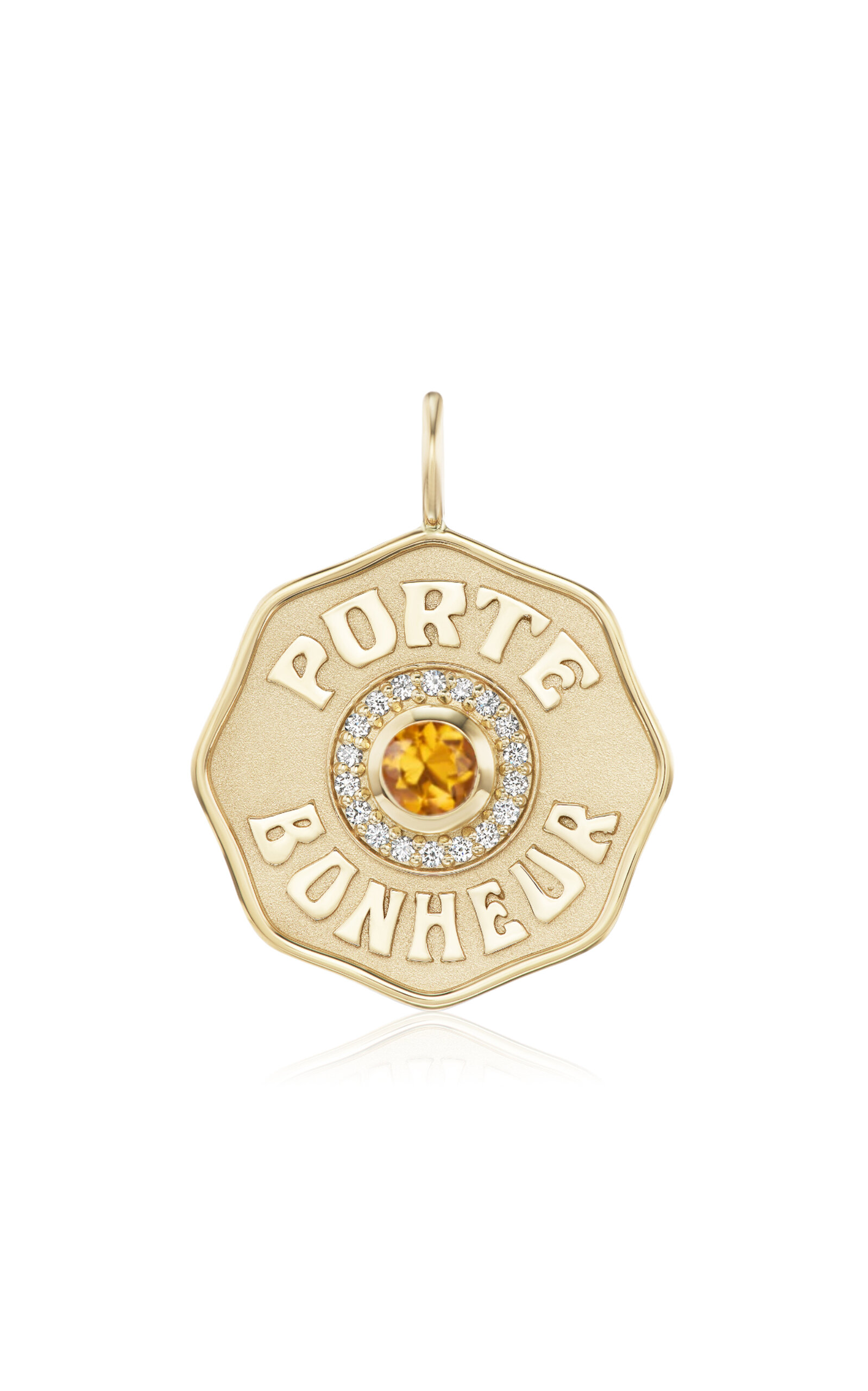 Marlo Laz Large Porte Bonheur 14k Yellow Gold Citrine Pendant In Gold