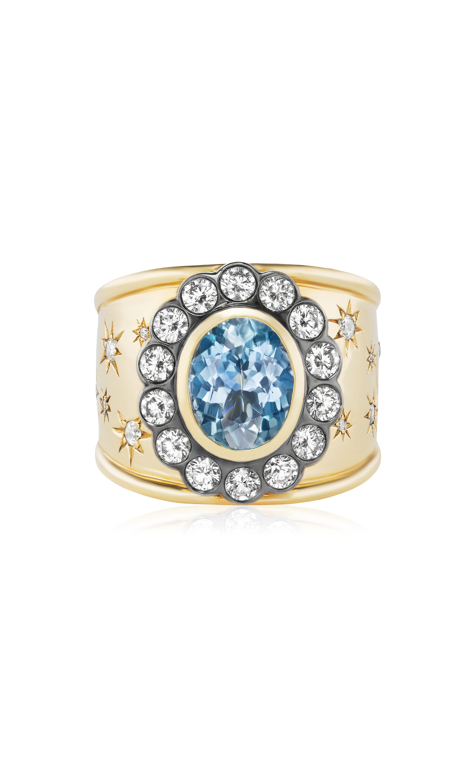Marlo Laz Alix Cigar 14k Yellow Gold Aquamarine Ring