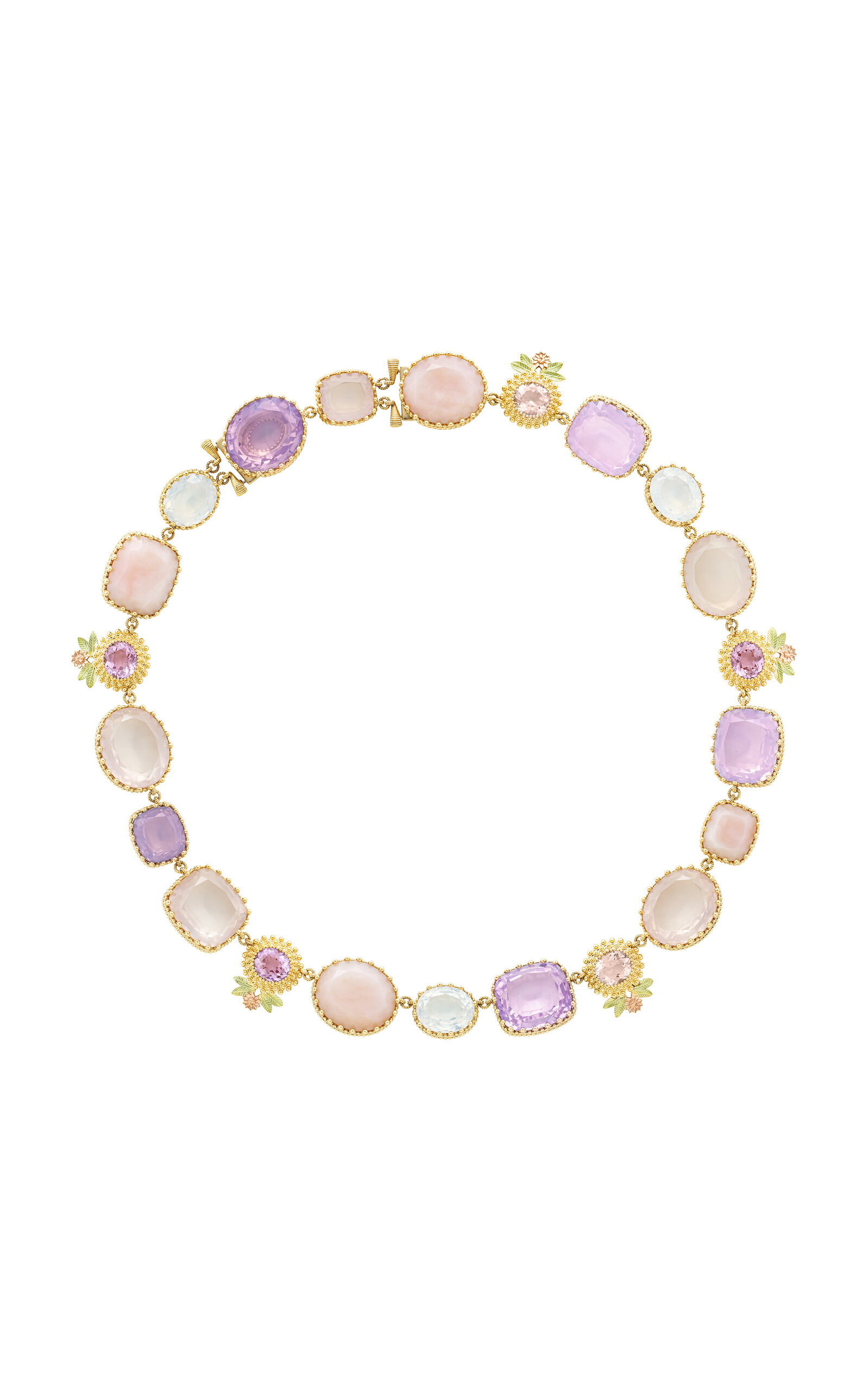 Maison Mellerio 18k Yellow Gold Pierreries Rose Necklace In Pink