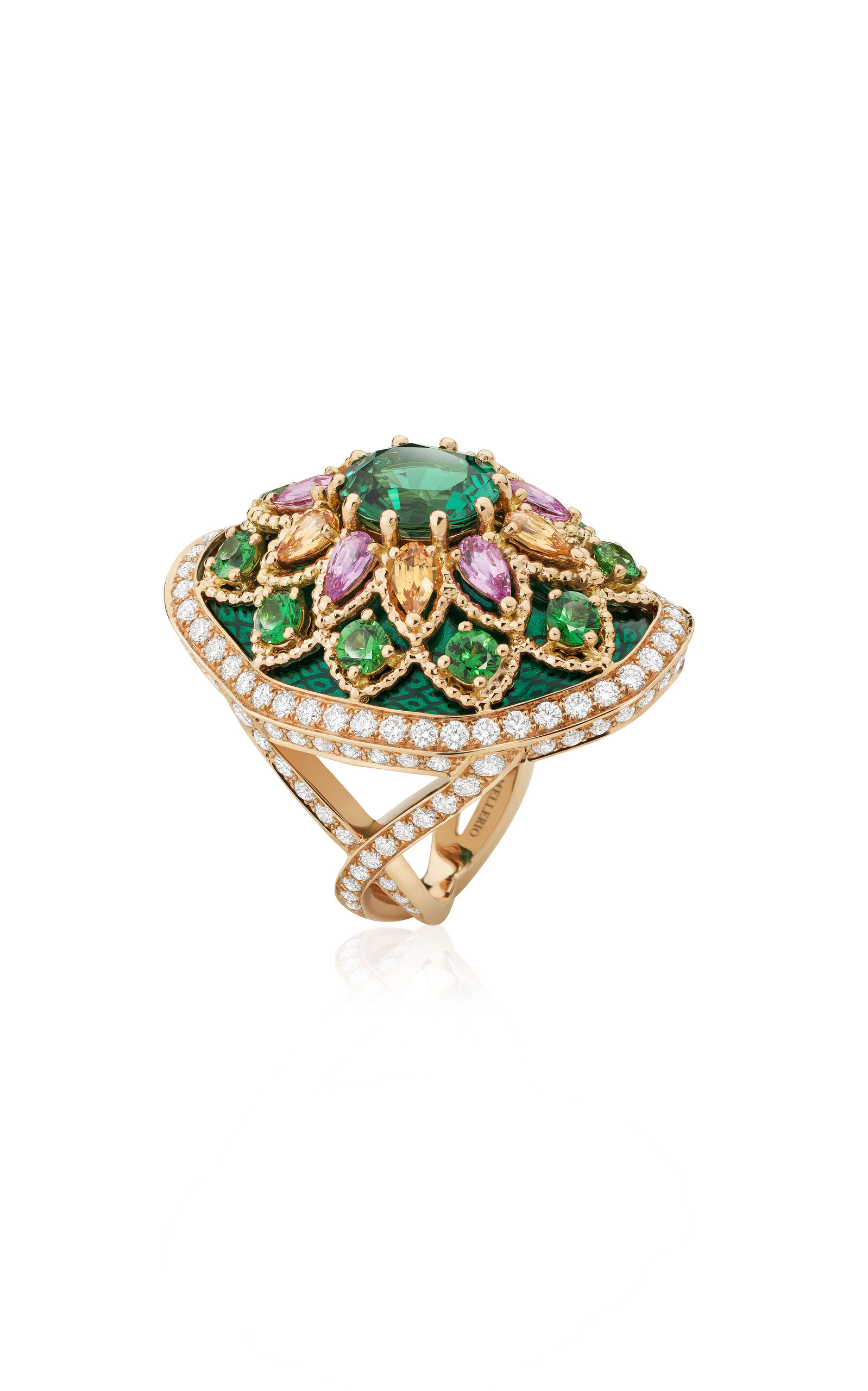 Maison Mellerio 18k Yellow Gold Giardino Ring In Green