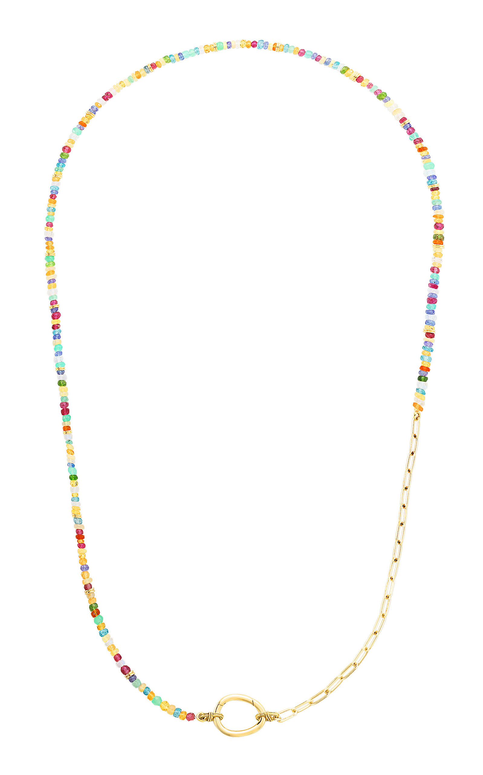 Maison Mellerio 18k Yellow Gold Lien Pierres Long Necklace In Multi