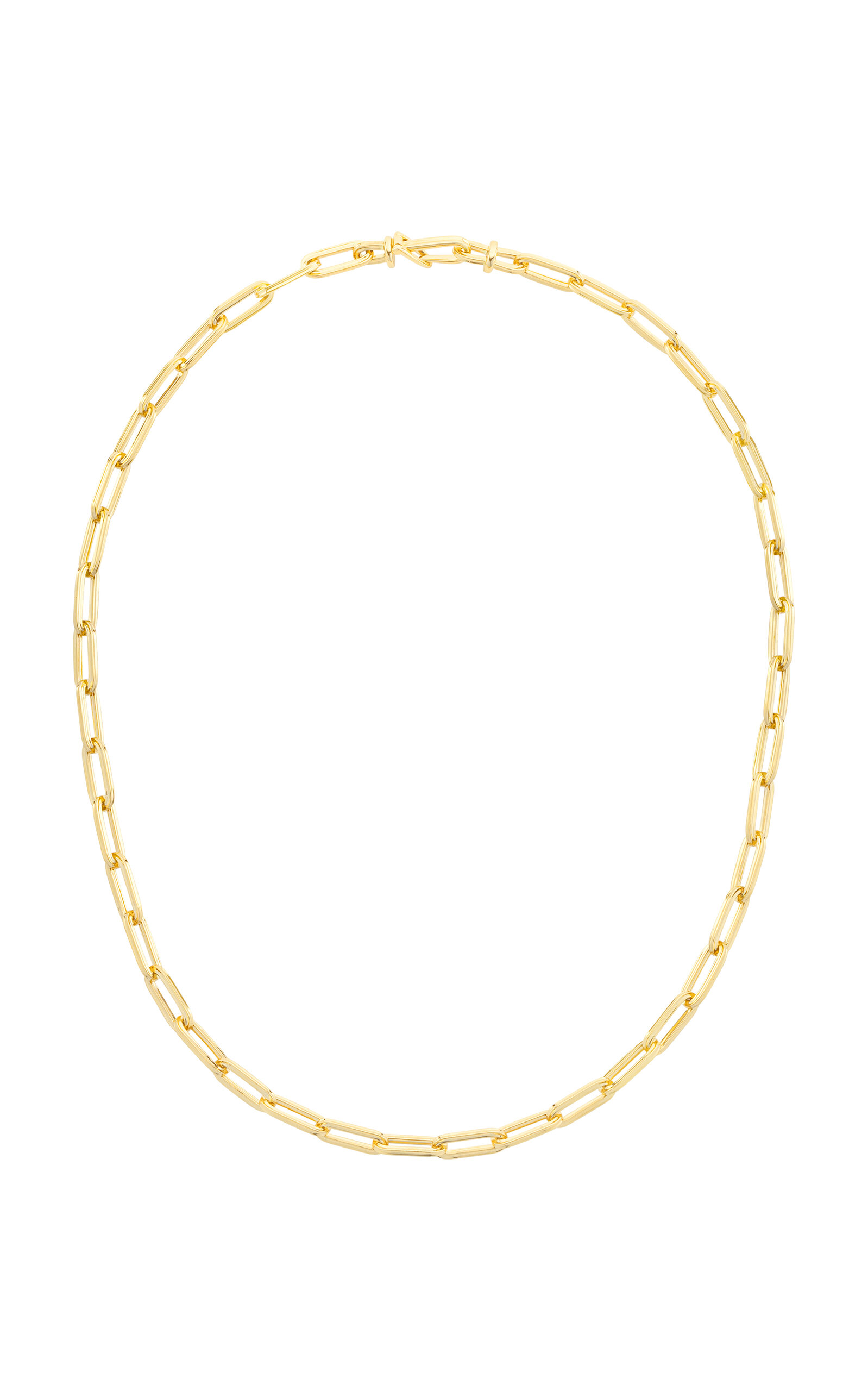 Maison Mellerio 18k Yellow Gold Lien Or Medium Rectangular Handmade Link Chain Necklace 45cm In Gold