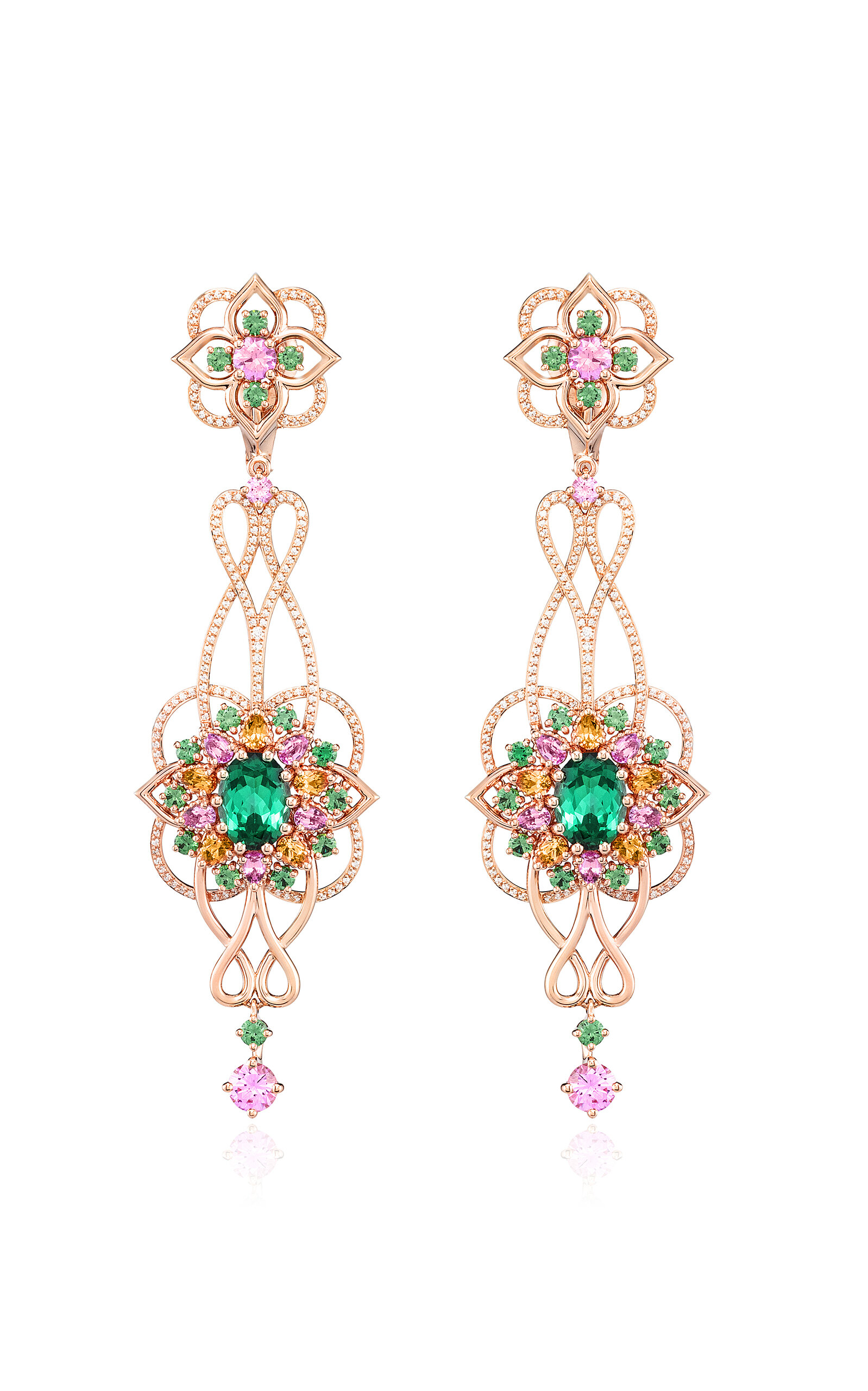 Maison Mellerio 18k Yellow Gold Giardino Earrings In Multi