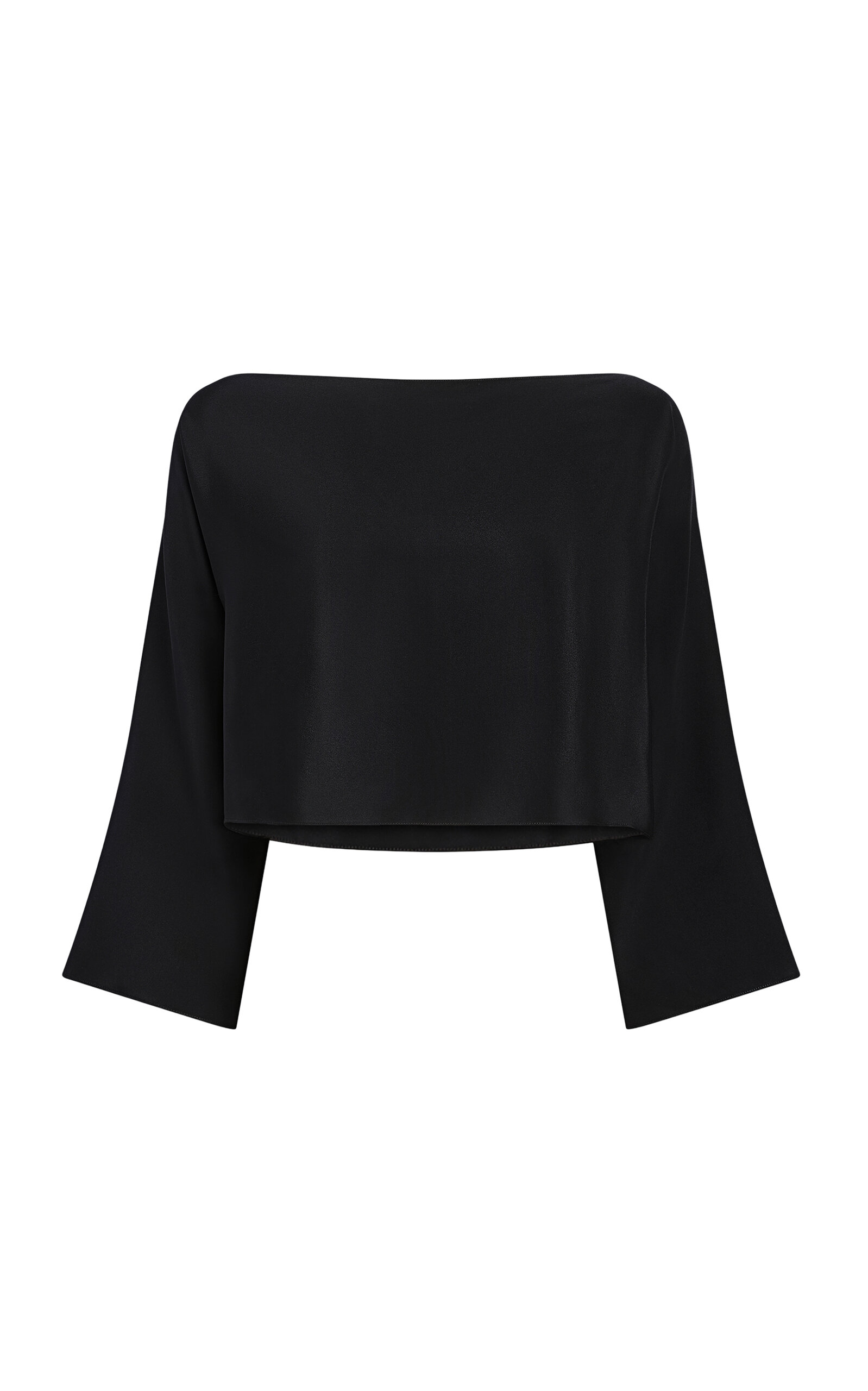 Aflalo Elestra Silk Crepe De Chine Top In Black