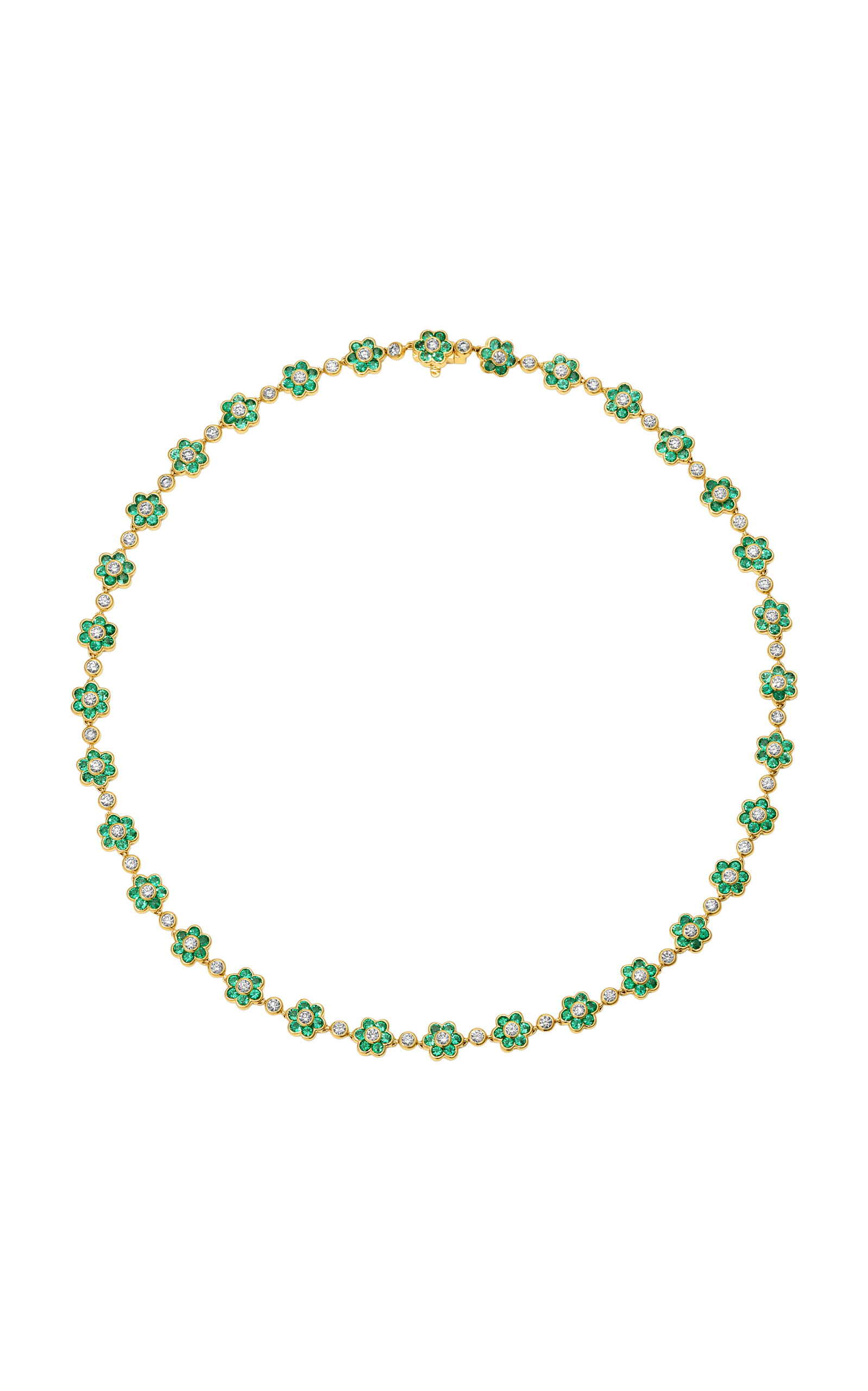 Anita Ko 18k Yellow Gold Small Emerald And Diamond Flora Choker In Gold