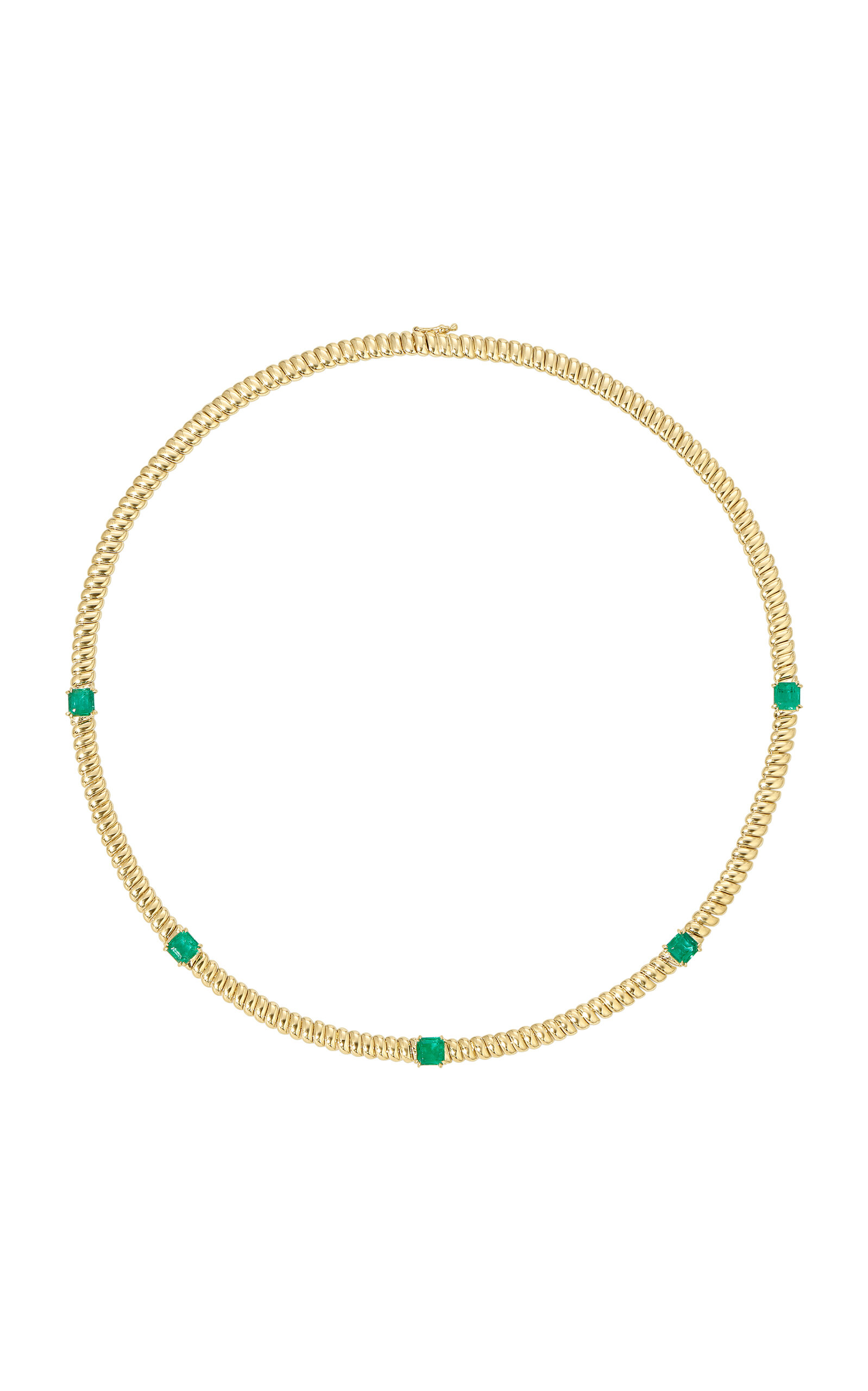 Anita Ko 18k Yellow Gold Thin Zoe Choker With Square Cut Emeralds In Gold