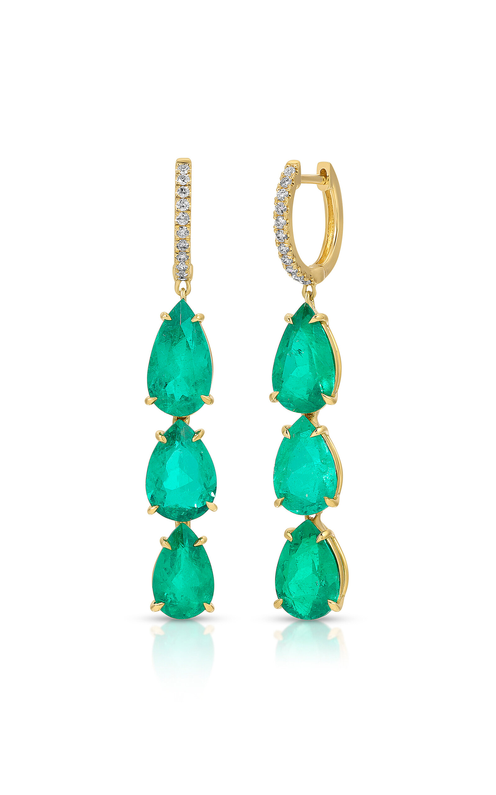 Anita Ko 18k Yellow Gold Emerald Anya Huggies In Gold