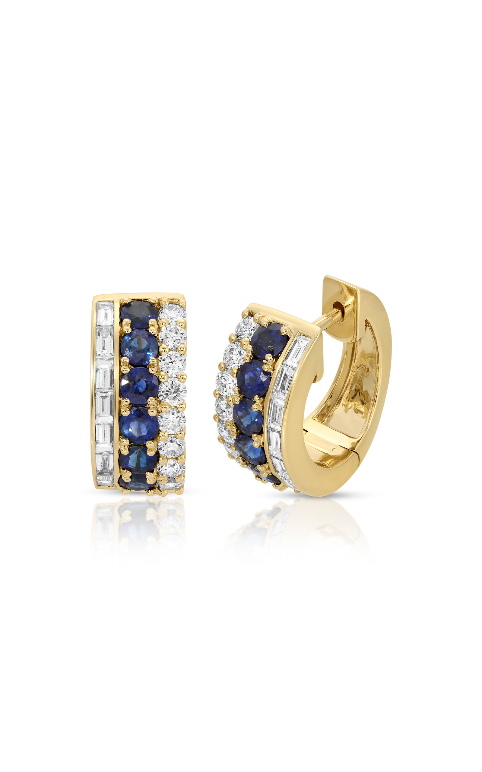 Anita Ko 18k Yellow Gold Blue Sapphire Lola Huggies In Gold