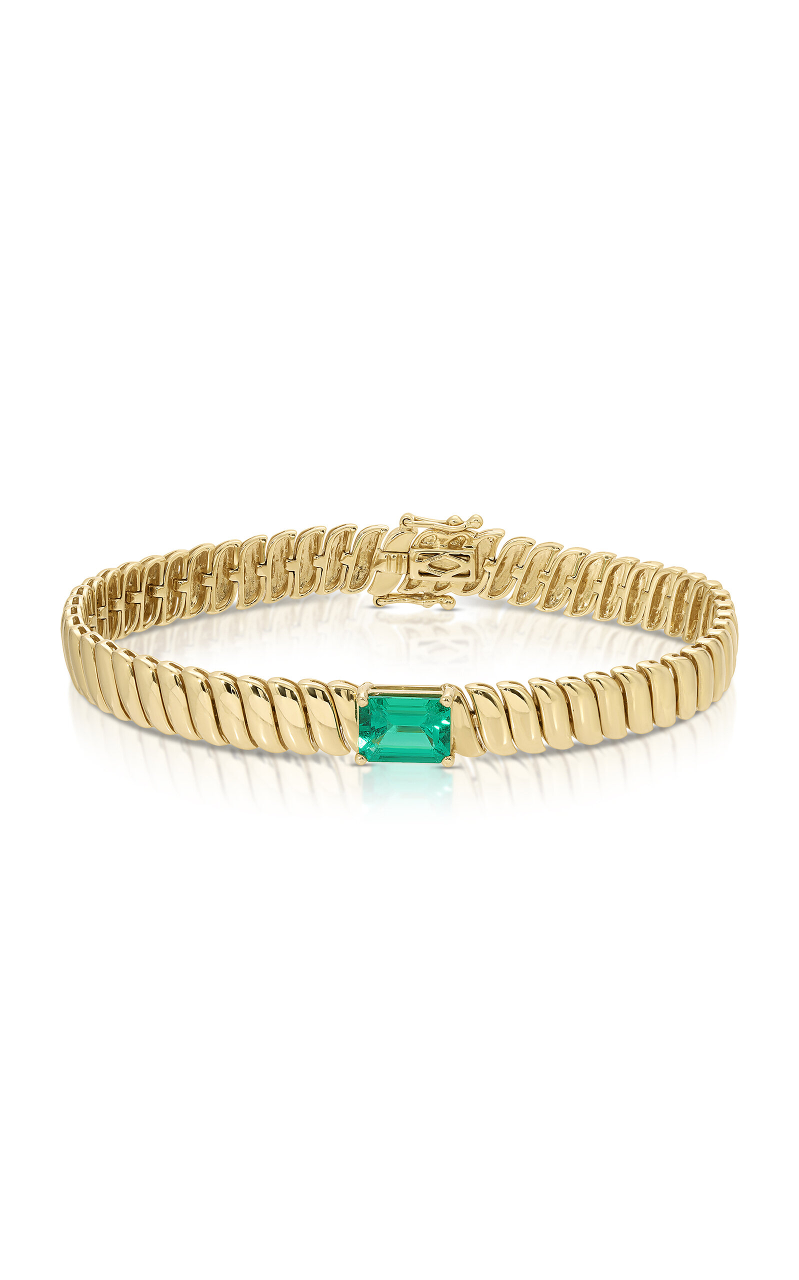 Anita Ko 18k Yellow Gold Zoe Bracelet With Emerald Center 1.44 In Gold
