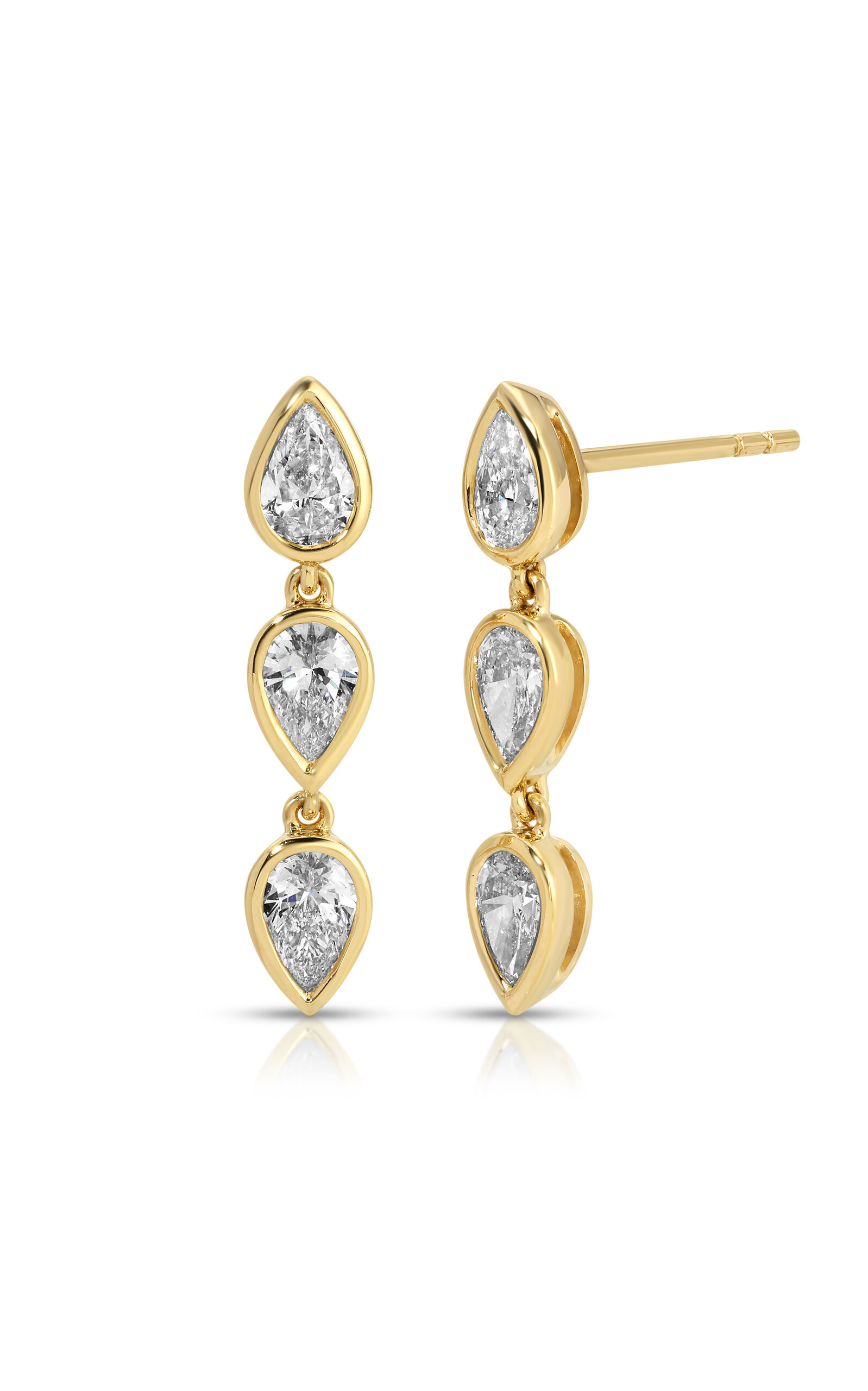 Anita Ko 18k Yellow Gold Bezeled Pear Diamond Elodie Drops In Gold