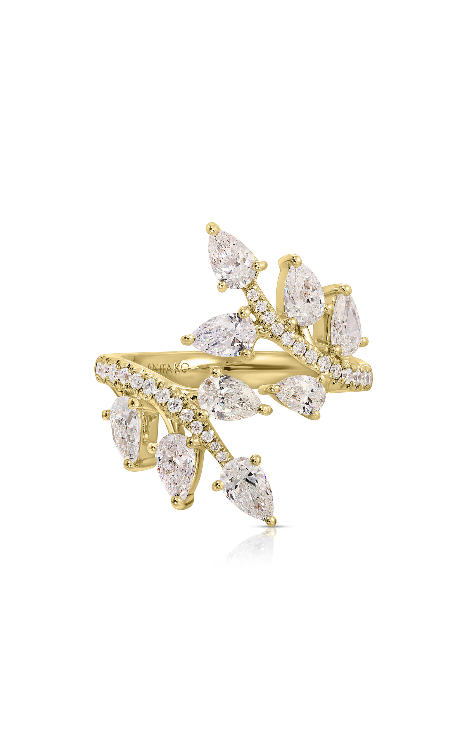 Anita Ko 18k Yellow Gold Large Pave Diamond Ivy Ring In Gold