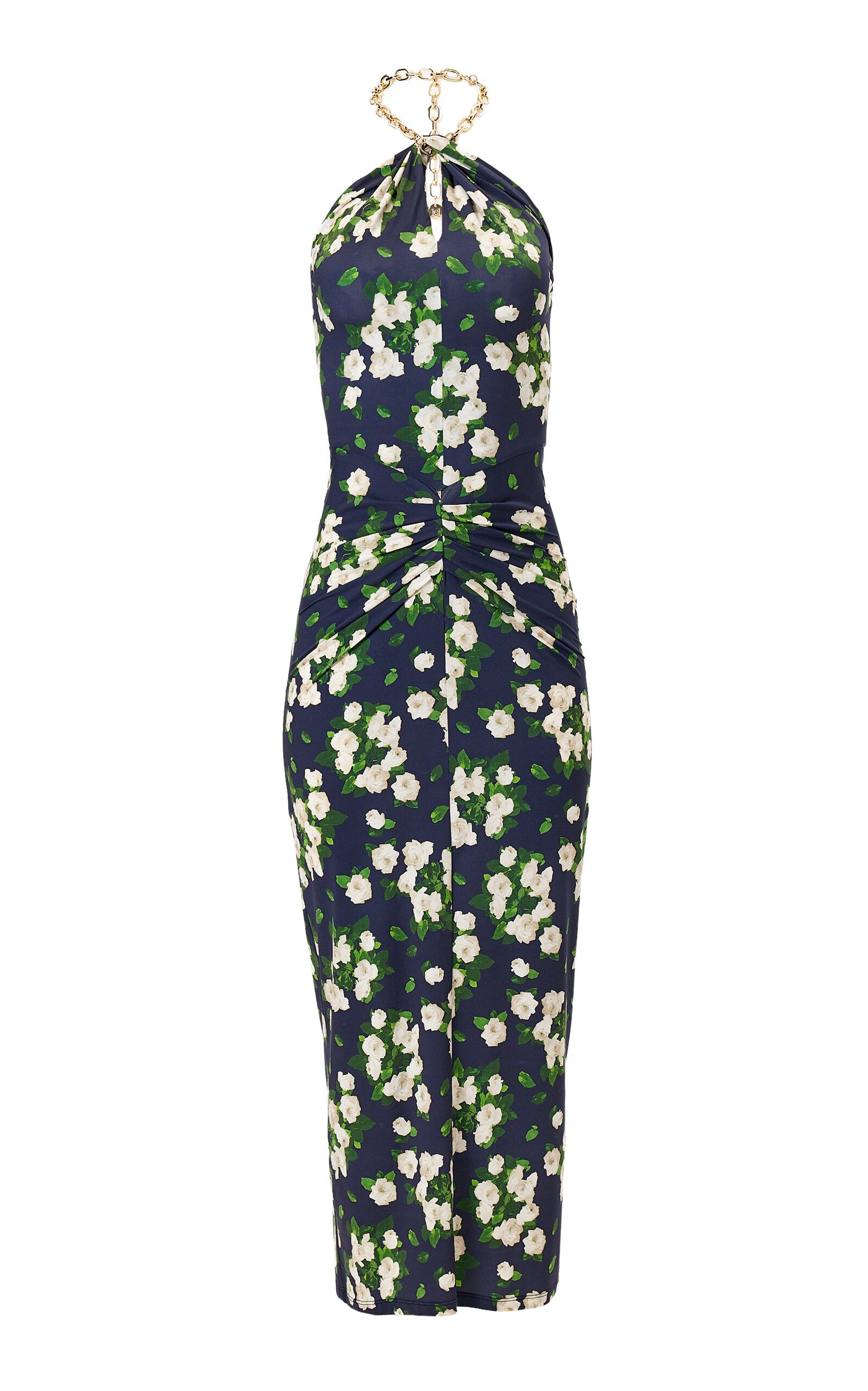 Carolina Herrera - Painted Rose Jersey Halter Midi Dress - Floral - S - Moda Operandi