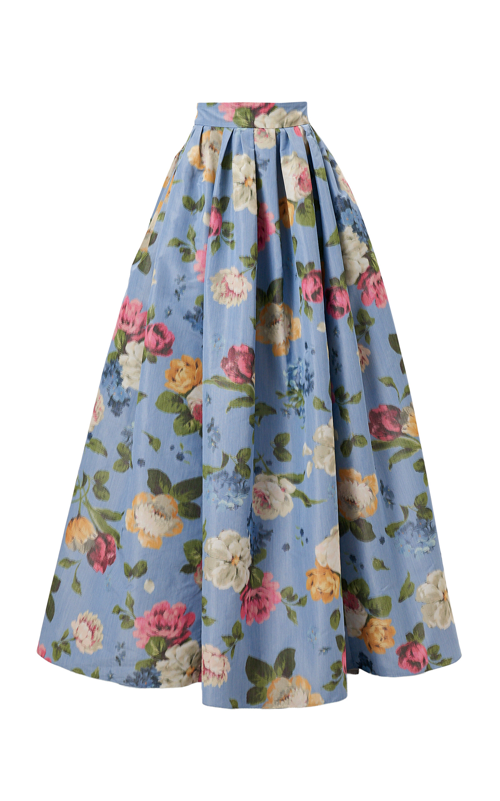 Carolina Herrera Garden Floral Chine Ball Skirt In Blue