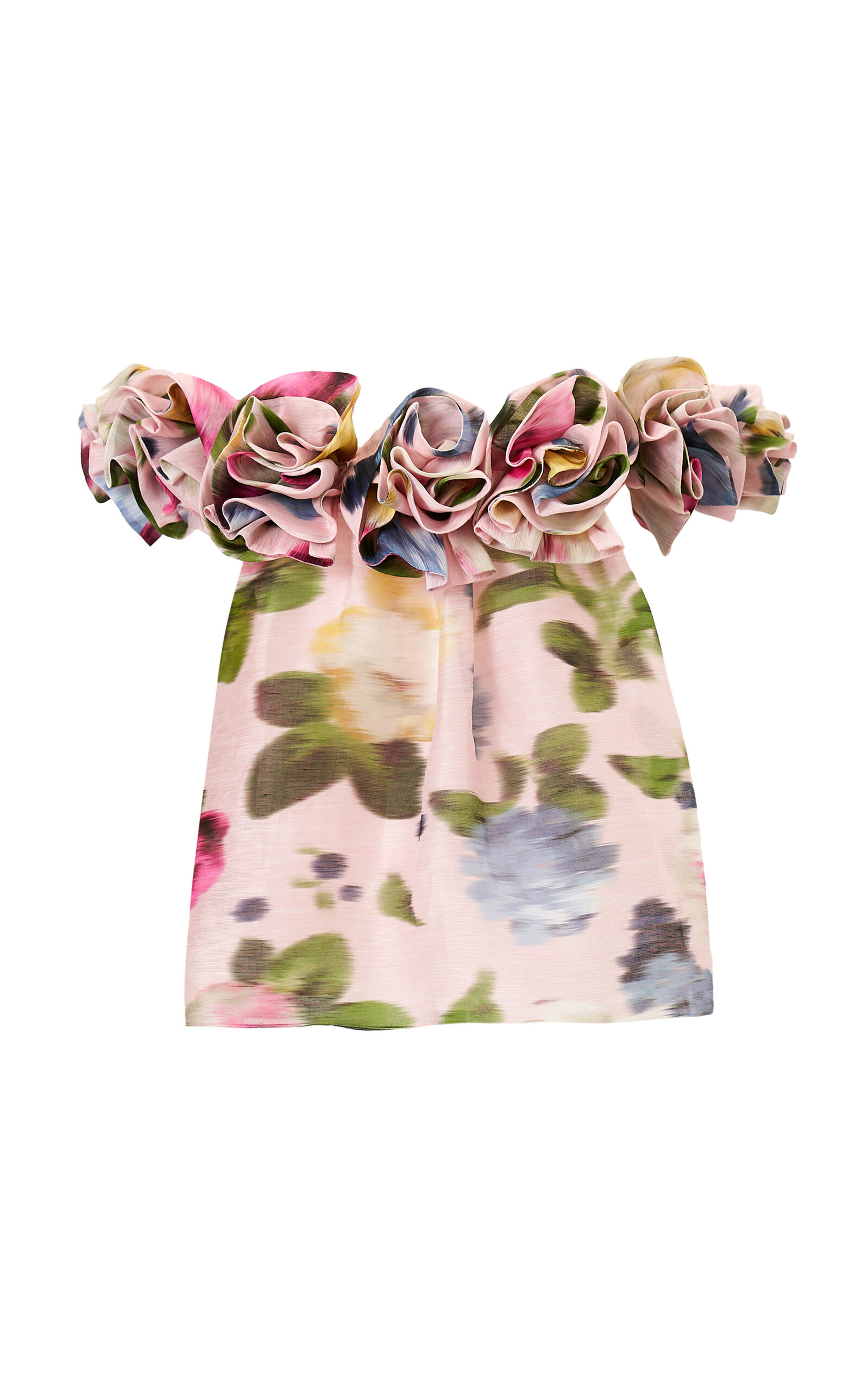 Carolina Herrera - Off-the-Shoulder Floral Silk Rosette Top - Light Pink - US 6 - Moda Operandi