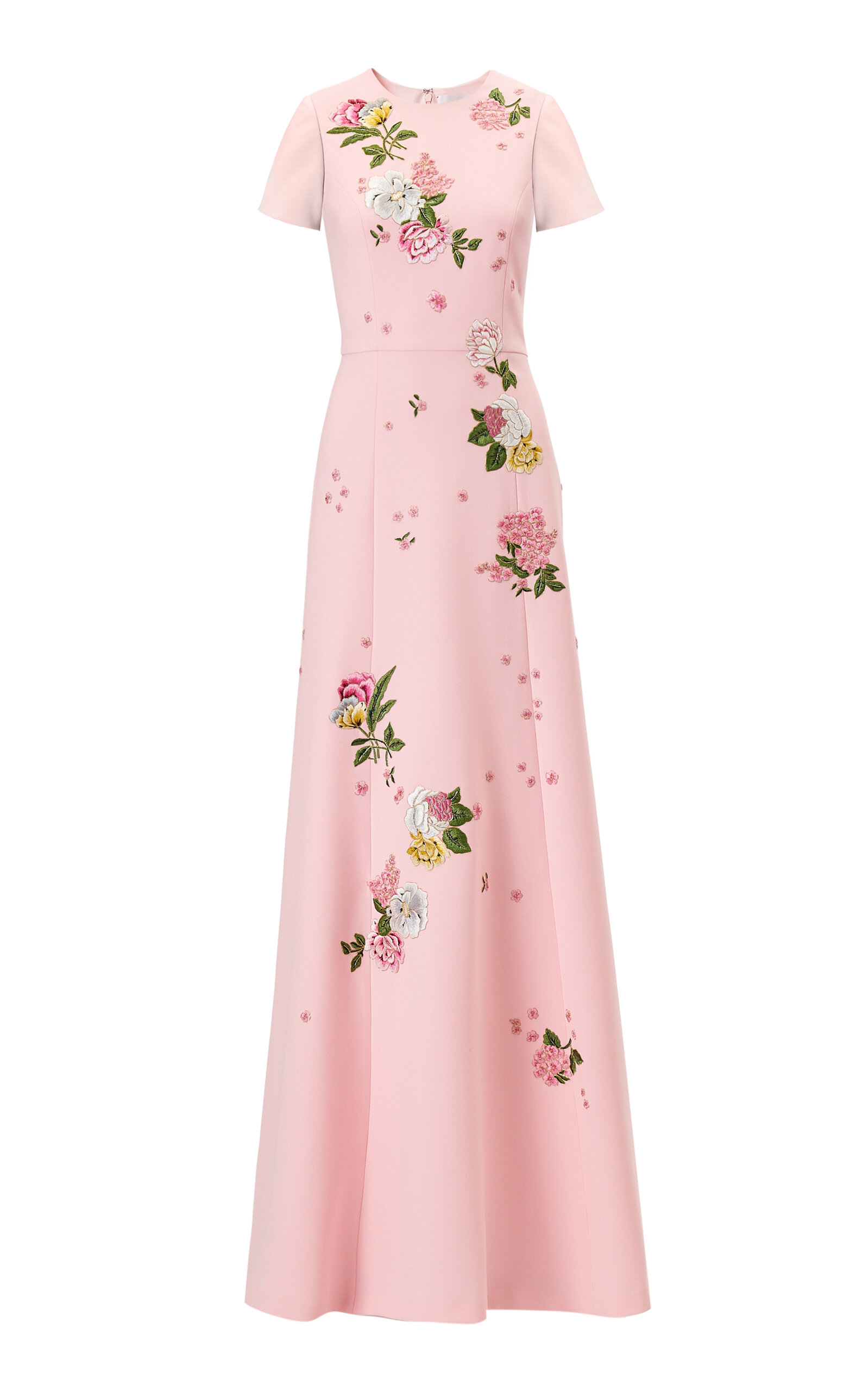Carolina Herrera Embroidered Fluid Crepe Gown - Light Pink