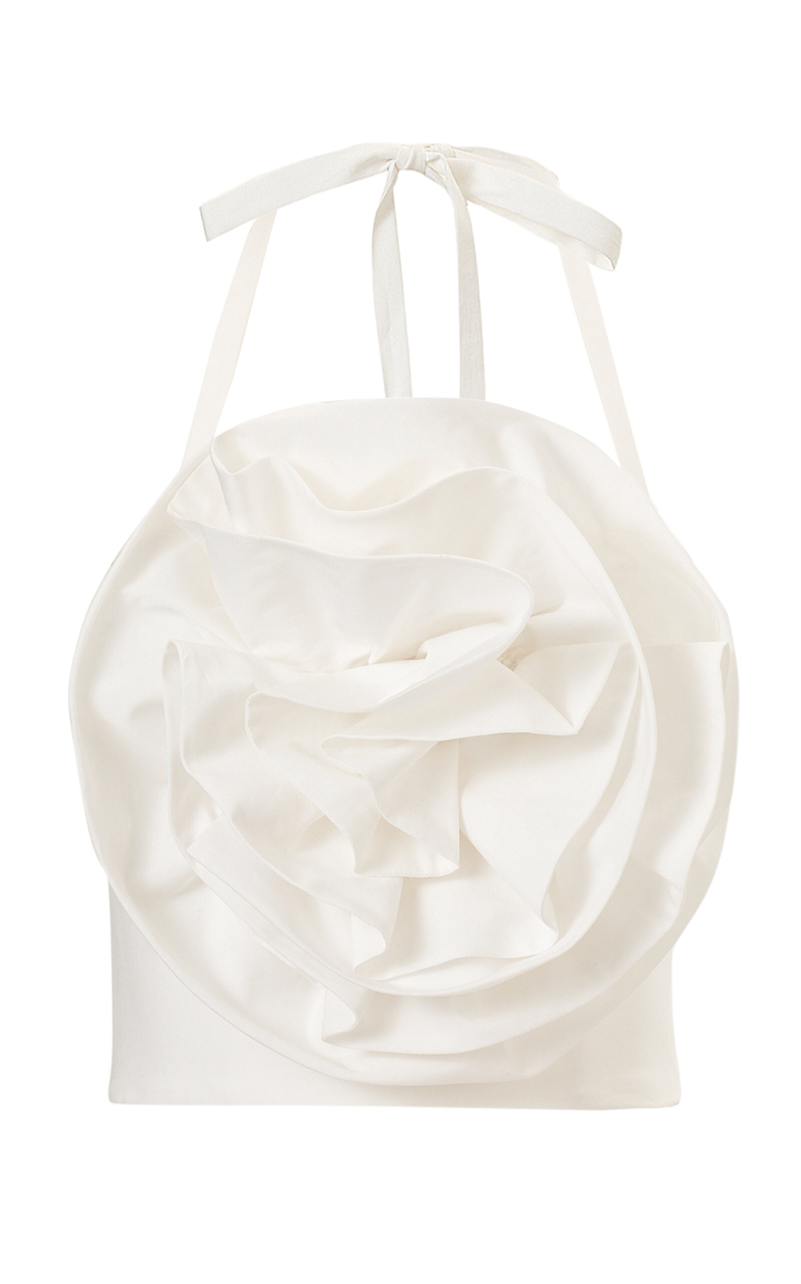 Carolina Herrera Rosette Cotton Halter Top In White