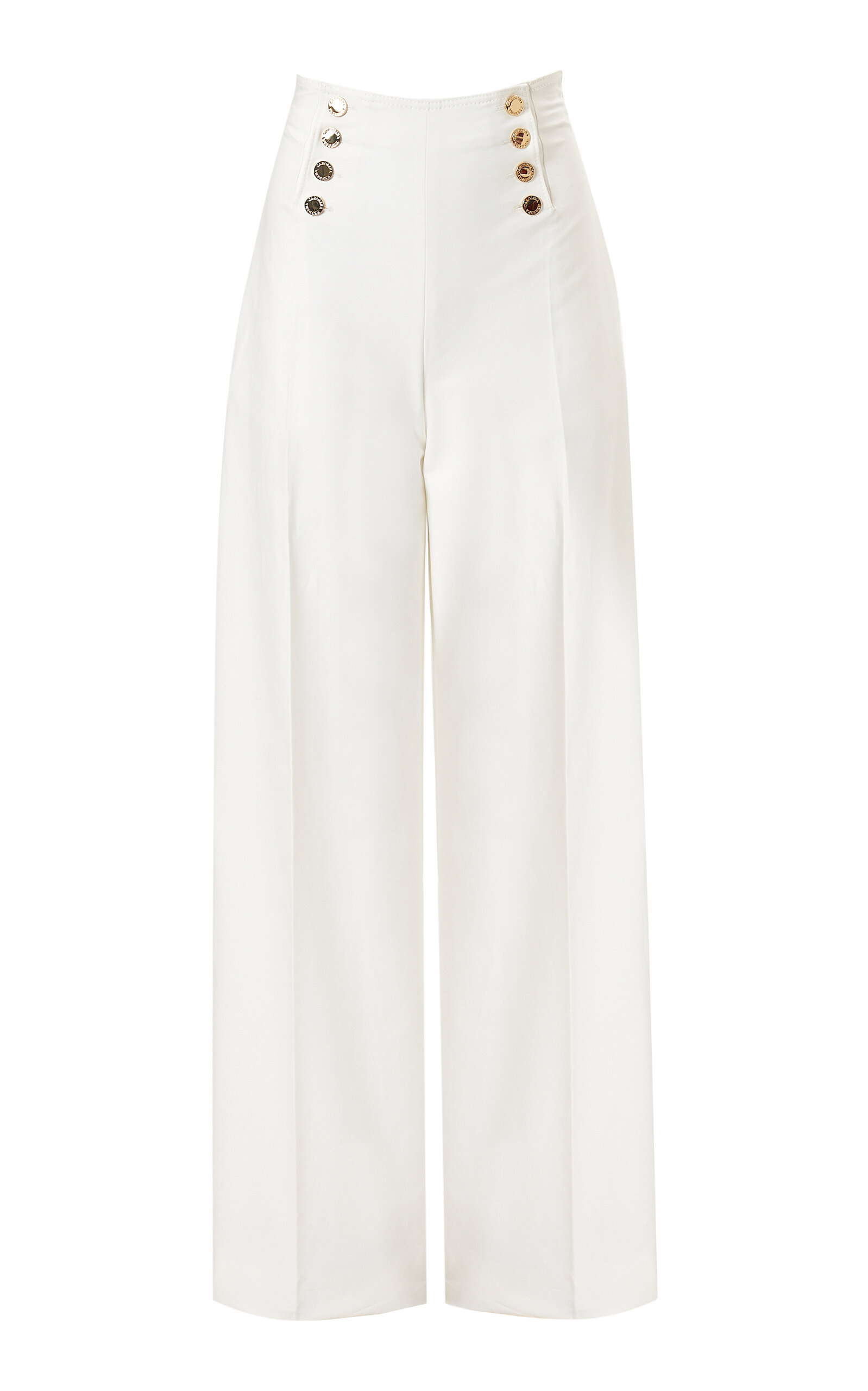 Carolina Herrera - High-Rise Cotton Sateen Wide-Leg Pants - White - US 6 - Moda Operandi