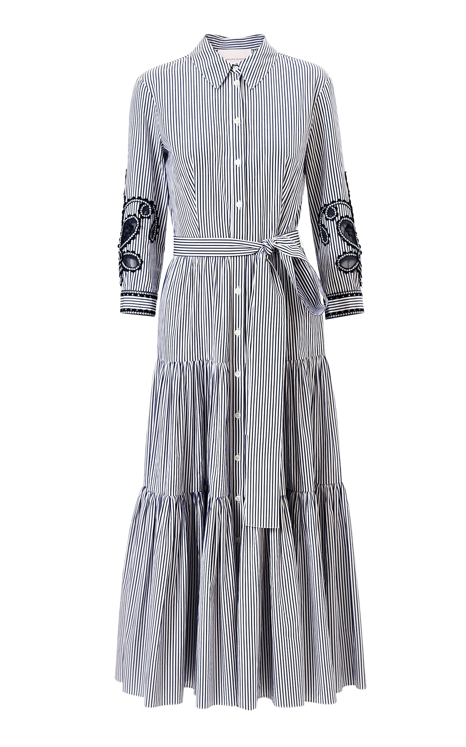 Carolina Herrera Embroidered Striped Cotton Shirt Dress - Stripe