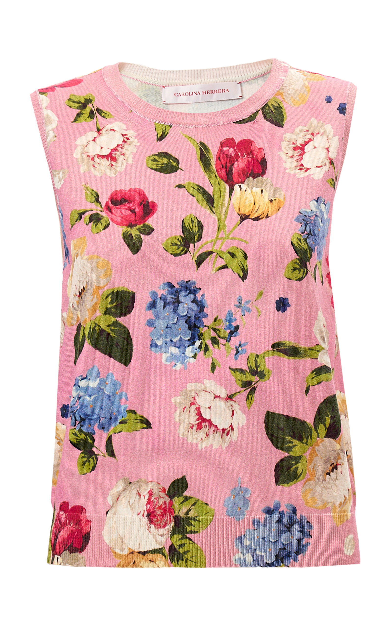 Carolina Herrera Printed Floral Knit Tank Top In Pink