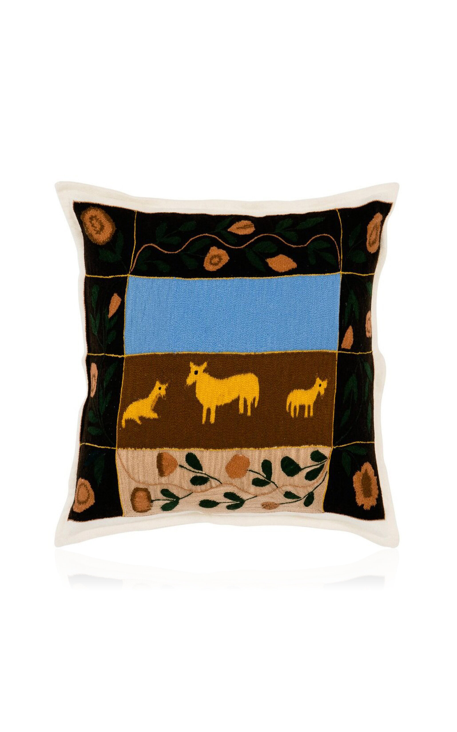 Saved Ny Lamb Embroidered Cashmere Pillow In Multi