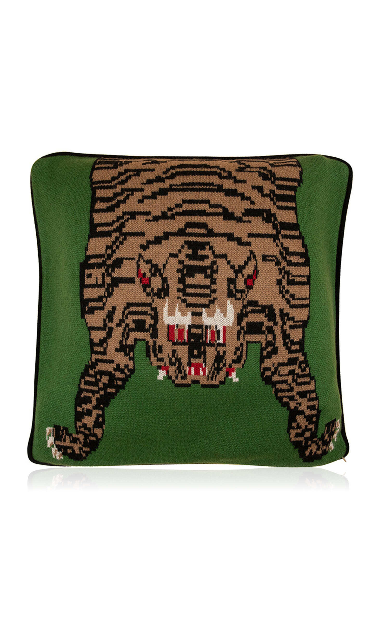 Saved Ny Tiger Rug Cashmere Pillow In Green