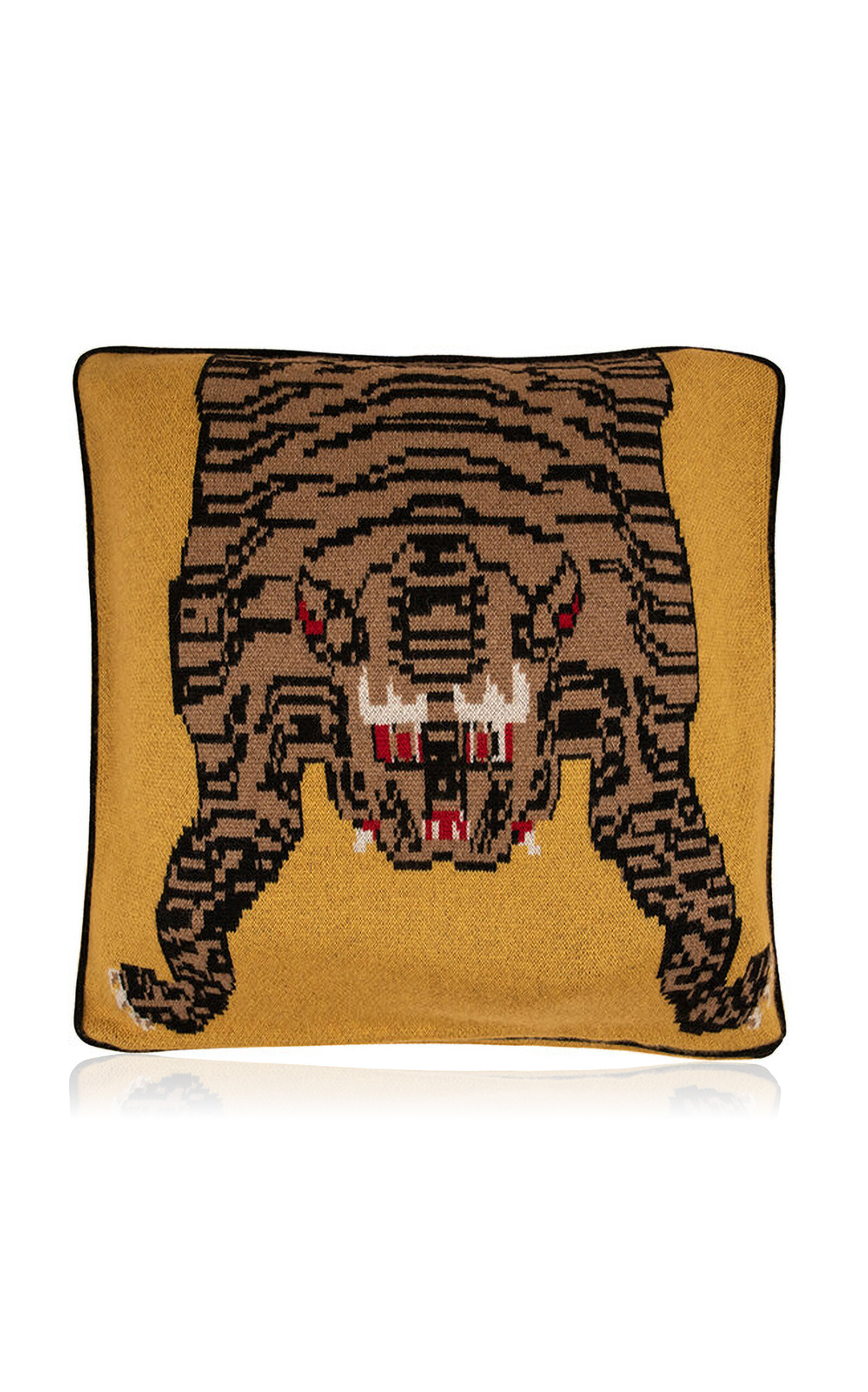 SAVED New York Tiger Rug Cashmere Pillow - Green