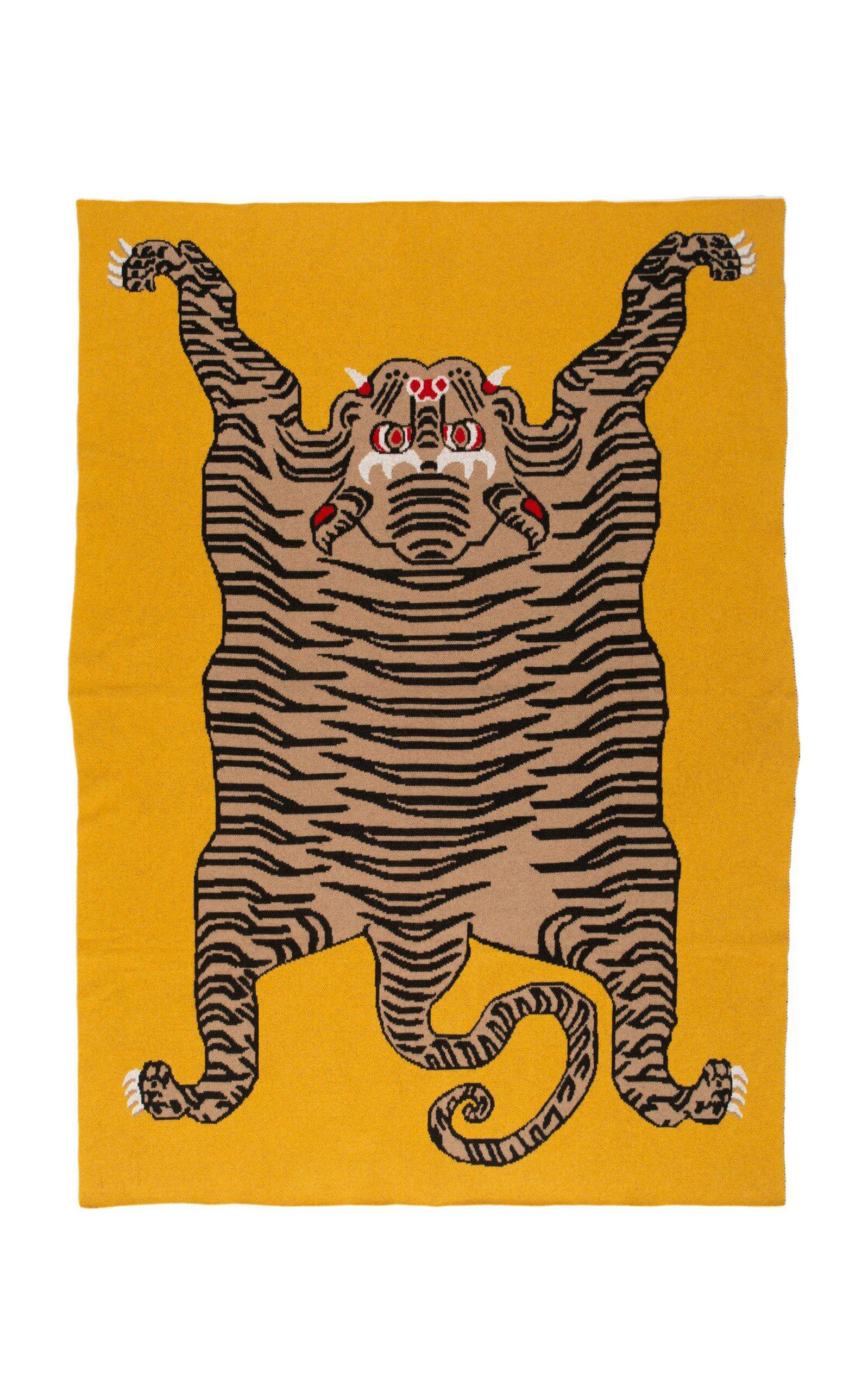 Saved Ny Tiger Rug Cashmere Blanket In Yellow