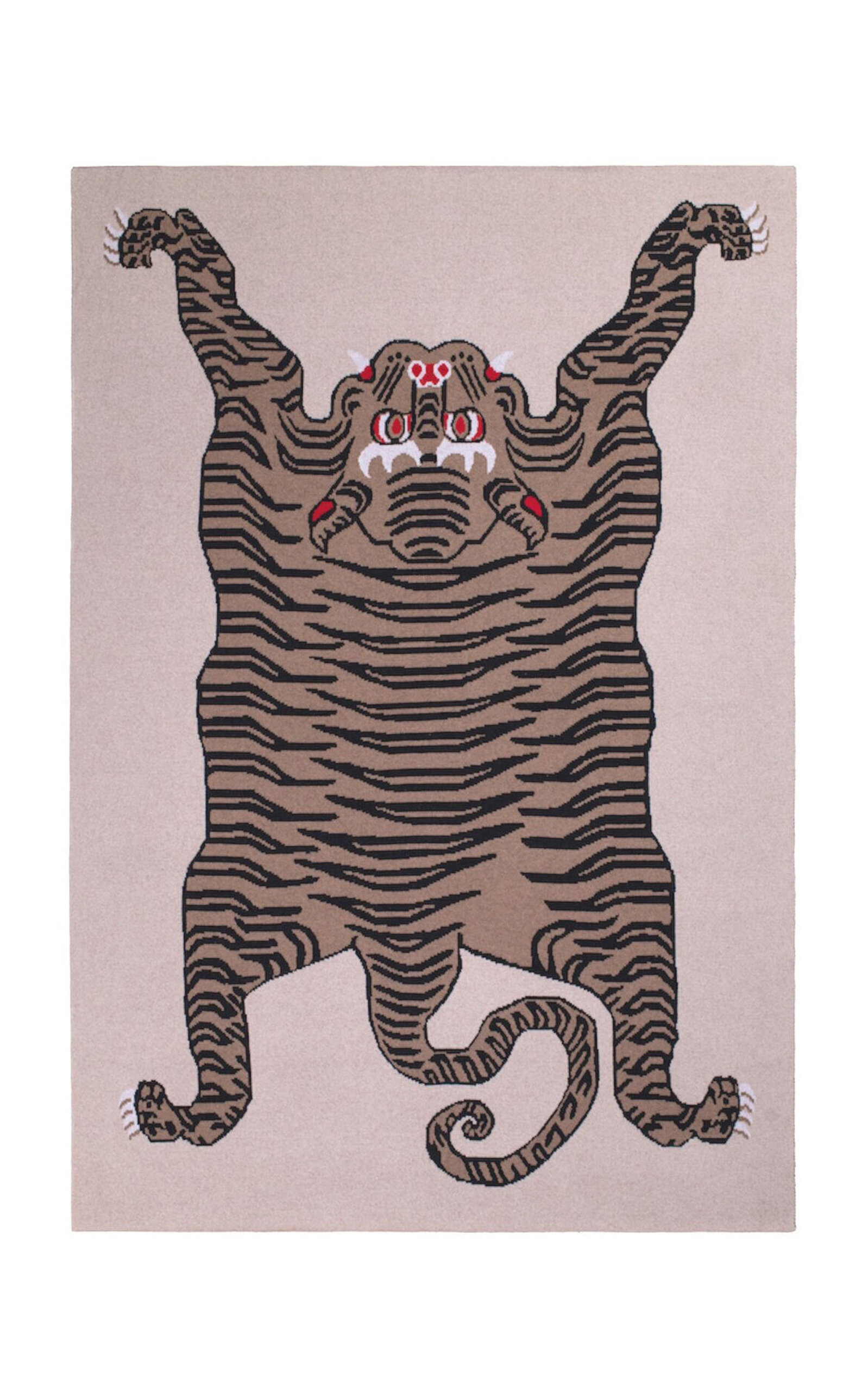 SAVED New York Tiger Rug Cashmere Blanket - Off-White
