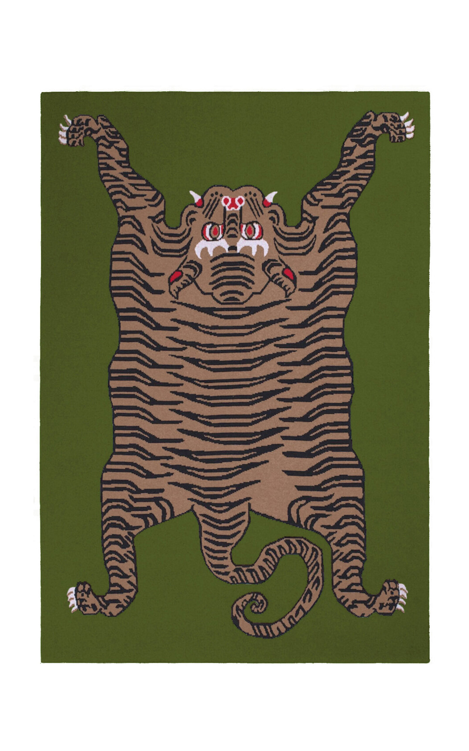 Saved Ny Tiger Rug Cashmere Blanket In Green