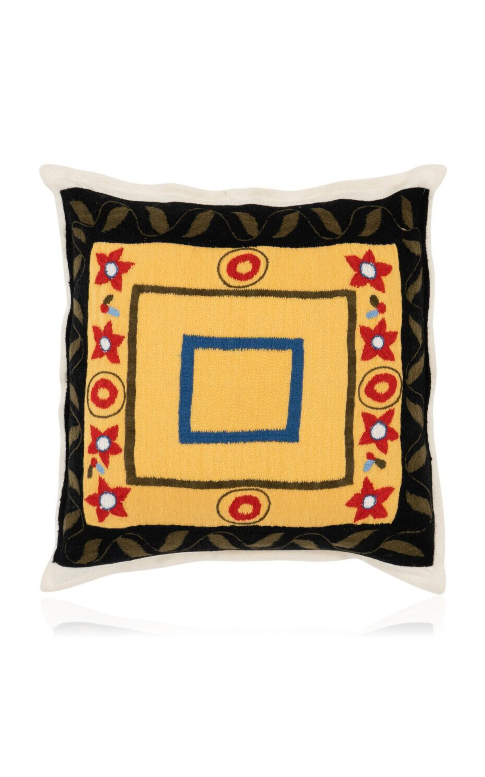 SAVED New York Outside Embroidered Cashmere Pillow - Multi