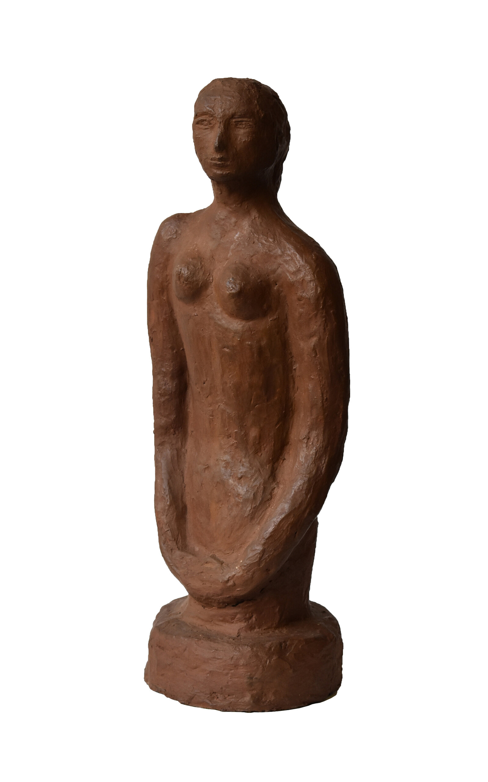 Portmanteau New York Vintage Terracotta Nude Figure Attributed To Gitta Gyenes; Circa 1930s In Brown