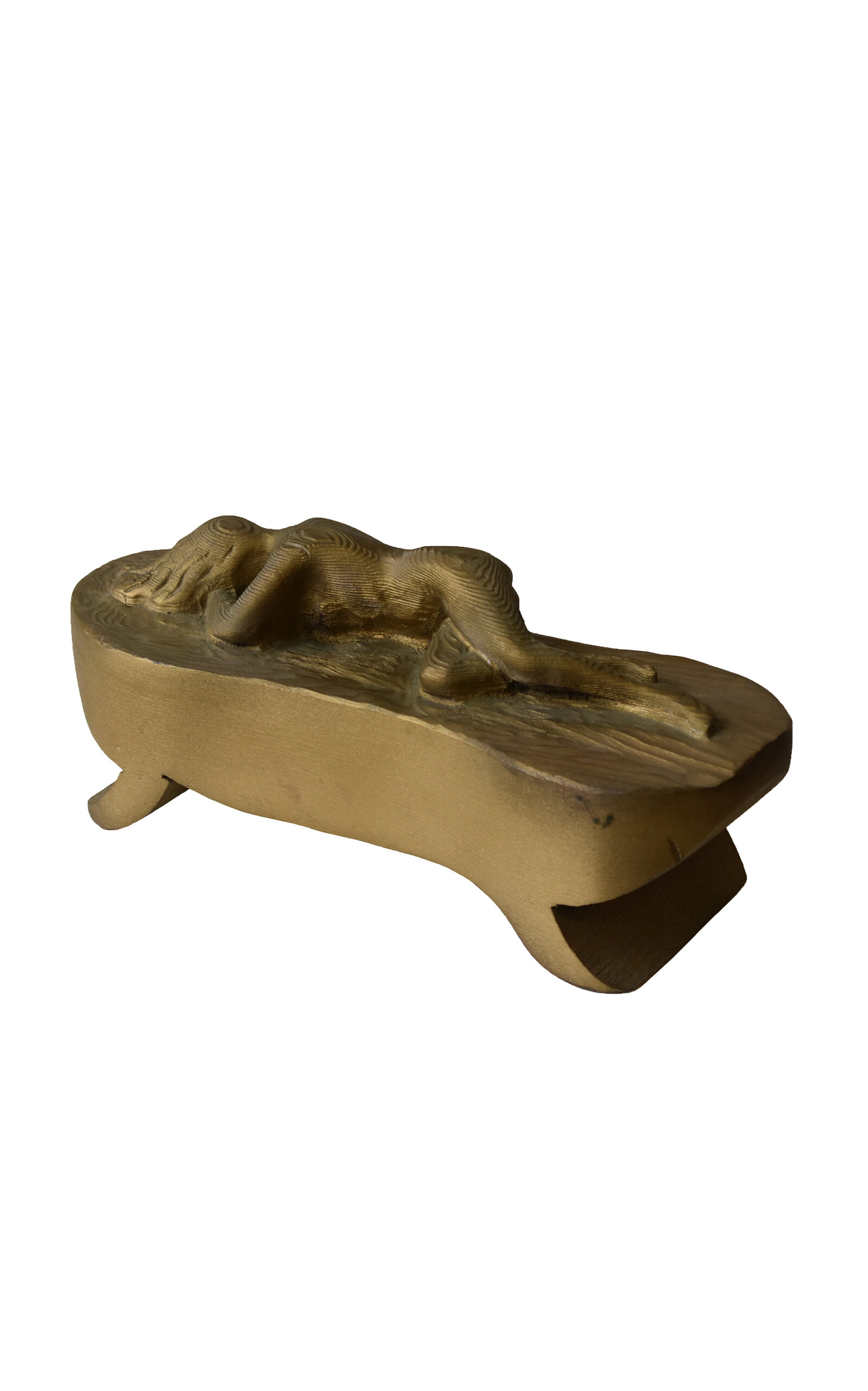 Portmanteau New York Vintage Gold-painted Carved Wood Nude In Repose; Circa 1950s In Gold