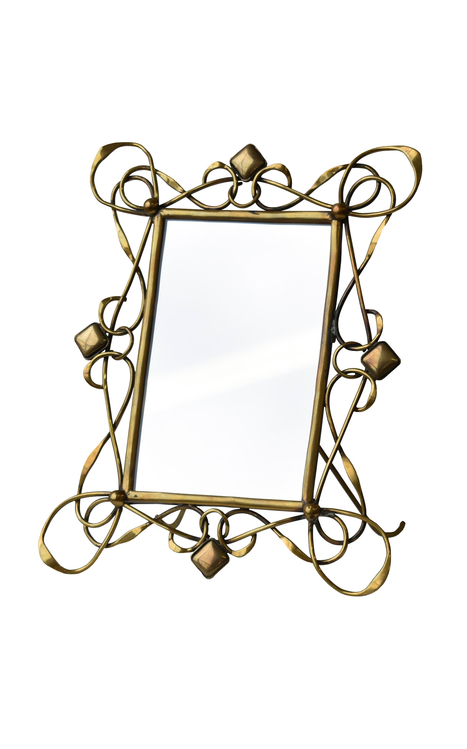Portmanteau New York Antique Art Nouveau Ornate Sculptural Brass Wire Frame / Mirror; Circa 1910s In Gold