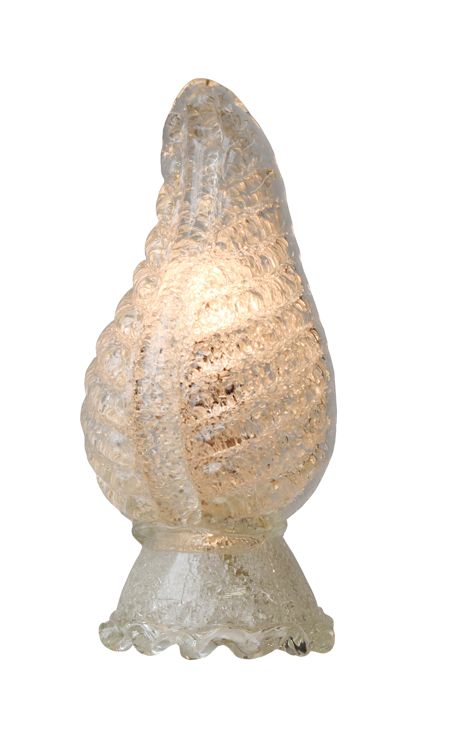 Portmanteau New York Vintage Small-scale Blown Glass Leaf Boudoir Lamp By Barovier + Toso; Circa 1940s In Transparent