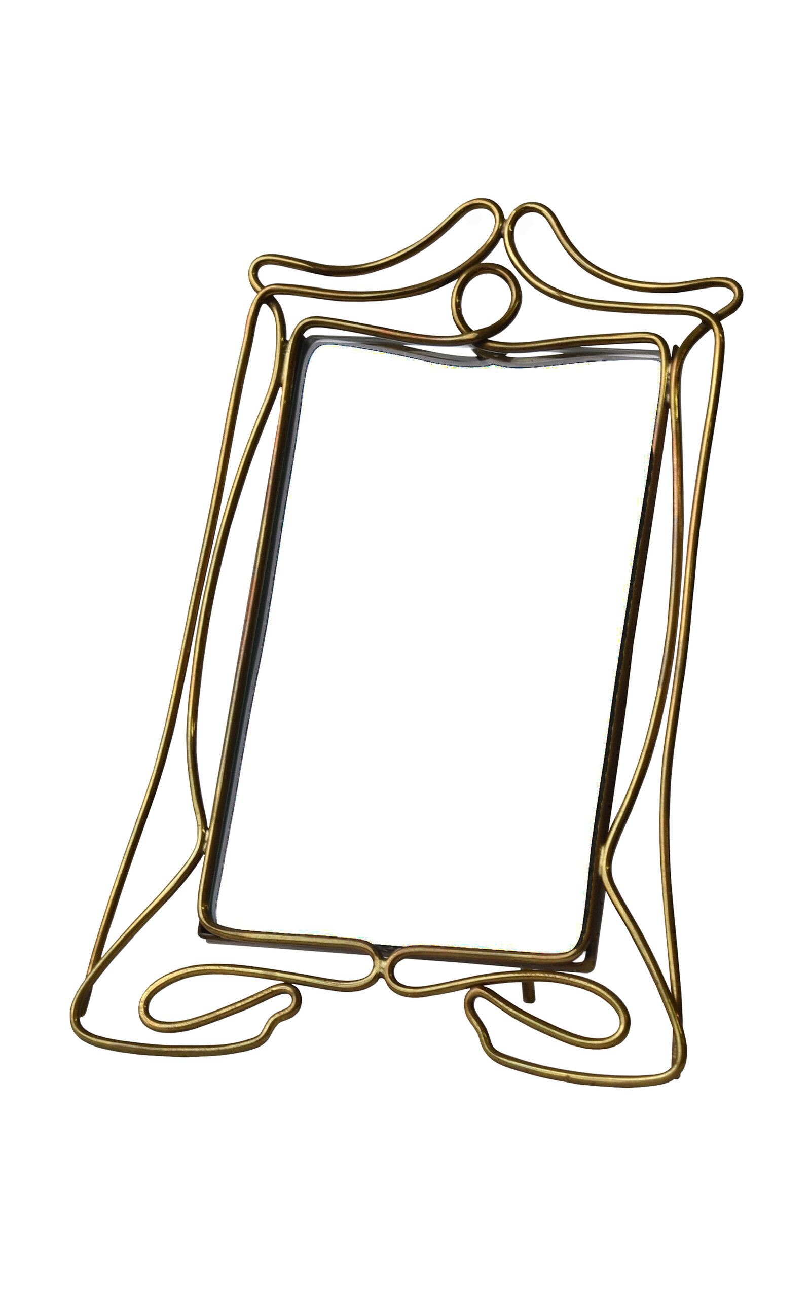 Portmanteau New York Antique Art Nouveau Minimal Sculptural Brass Wire Frame / Mirror; Circa 1910s In Multi