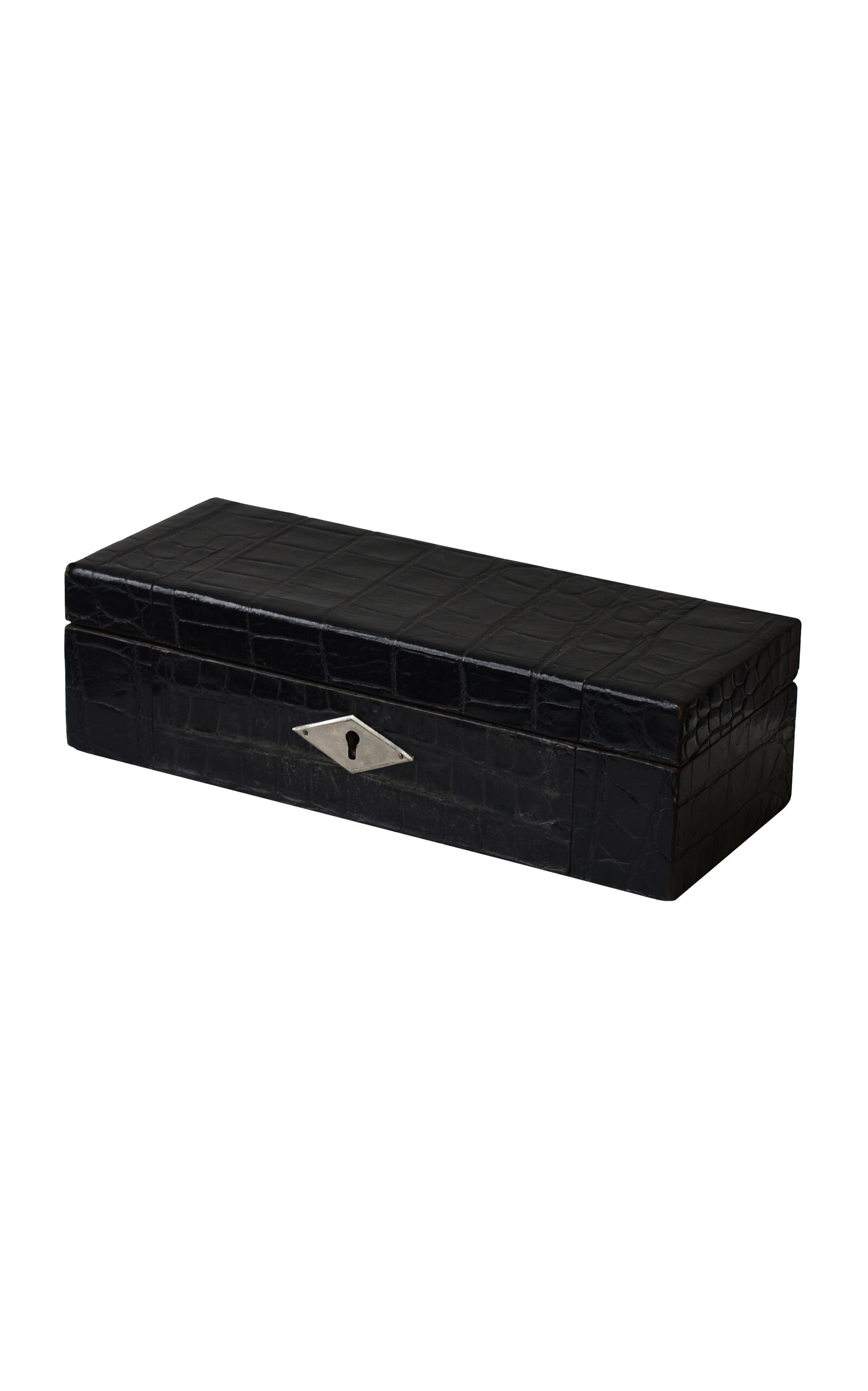 Portmanteau New York Vintage Polished Black Crocodile Leather Glove Box; Circa 1930S - Multi