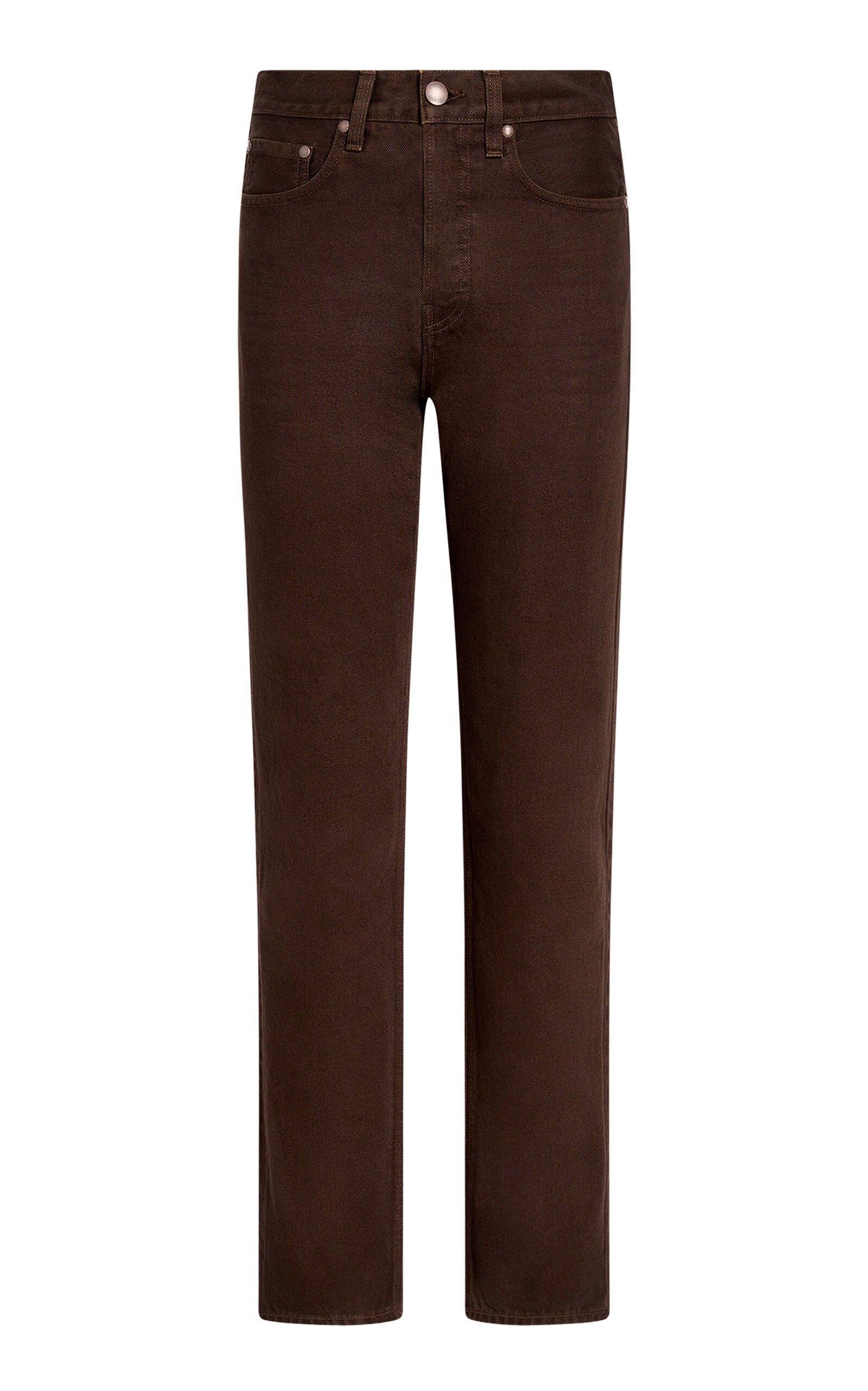 Aflalo Orwell Rigid Mid-rise Straight-leg Jeans In Brown