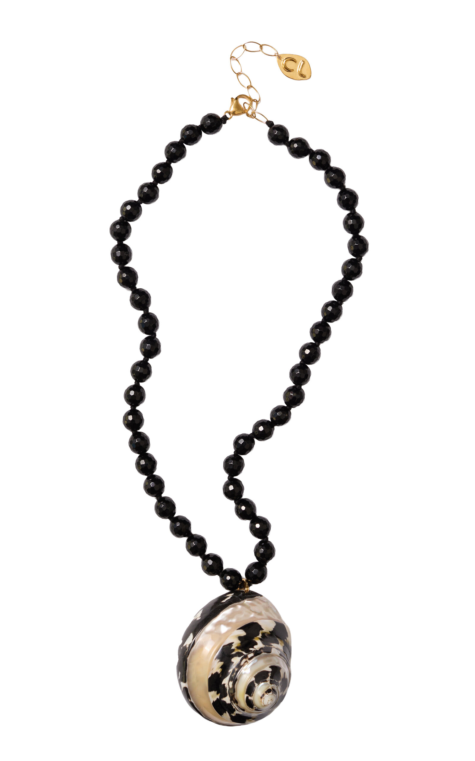 Chan Luu Turbo Caroline 18k Gold-plated Onyx Shell Necklace In Black