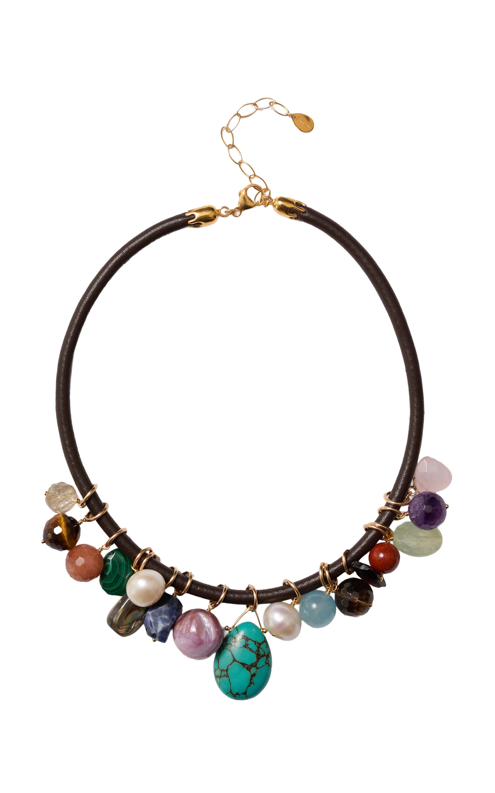 Chan Luu Lea Caroline 18k Gold-plated Multi-stone Necklace In Black