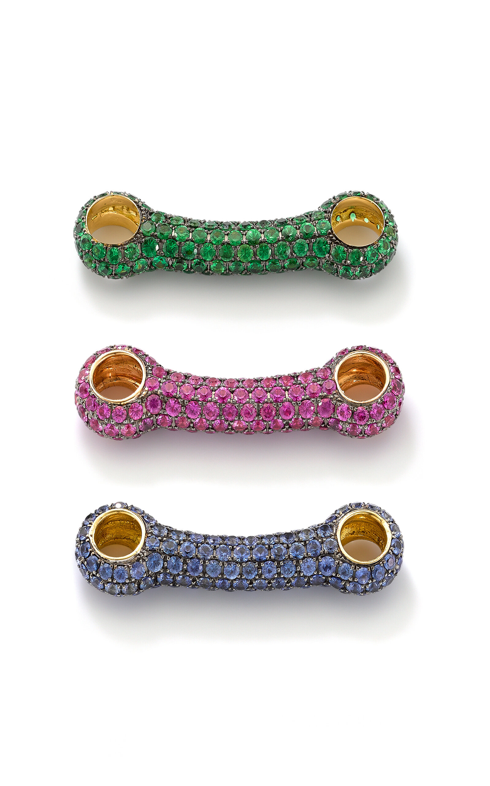 Robinson Pelham 18ct Yellow Gold Green Identity Bar In Green