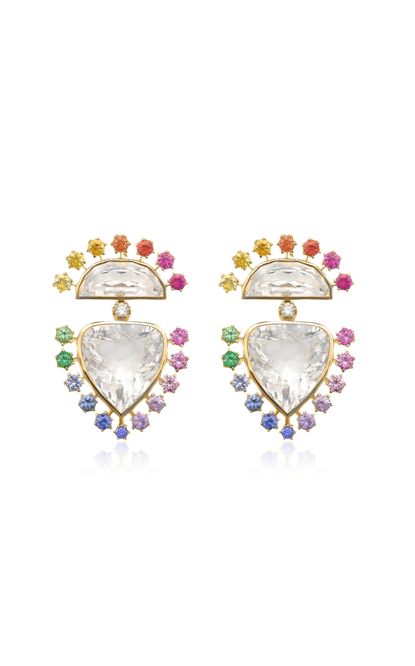 Robinson Pelham 14ct Yellow Gold Daystar Earrings In Multi