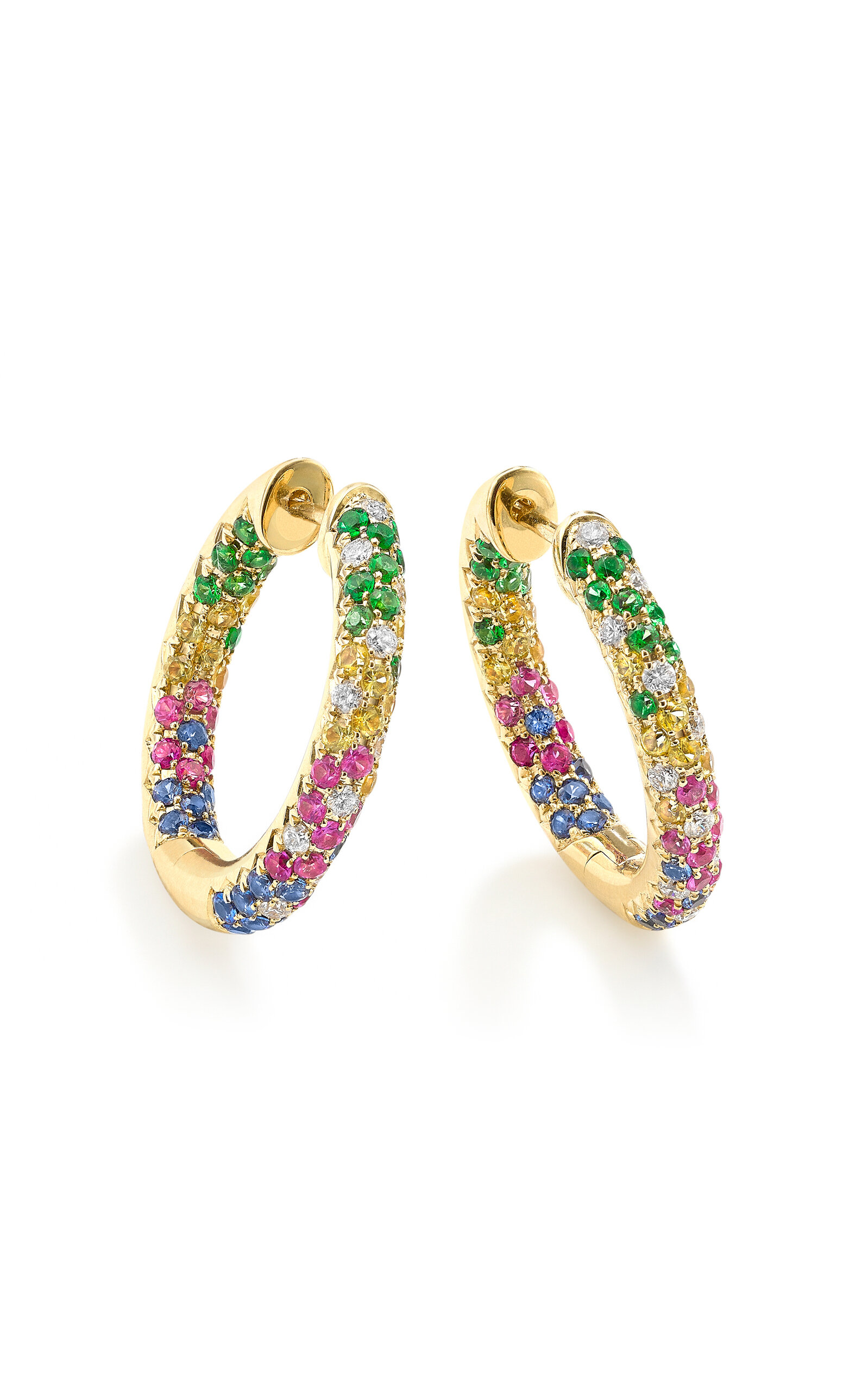 Robinson Pelham 14ct Yellow Gold Disco Sister Earrings In Multi