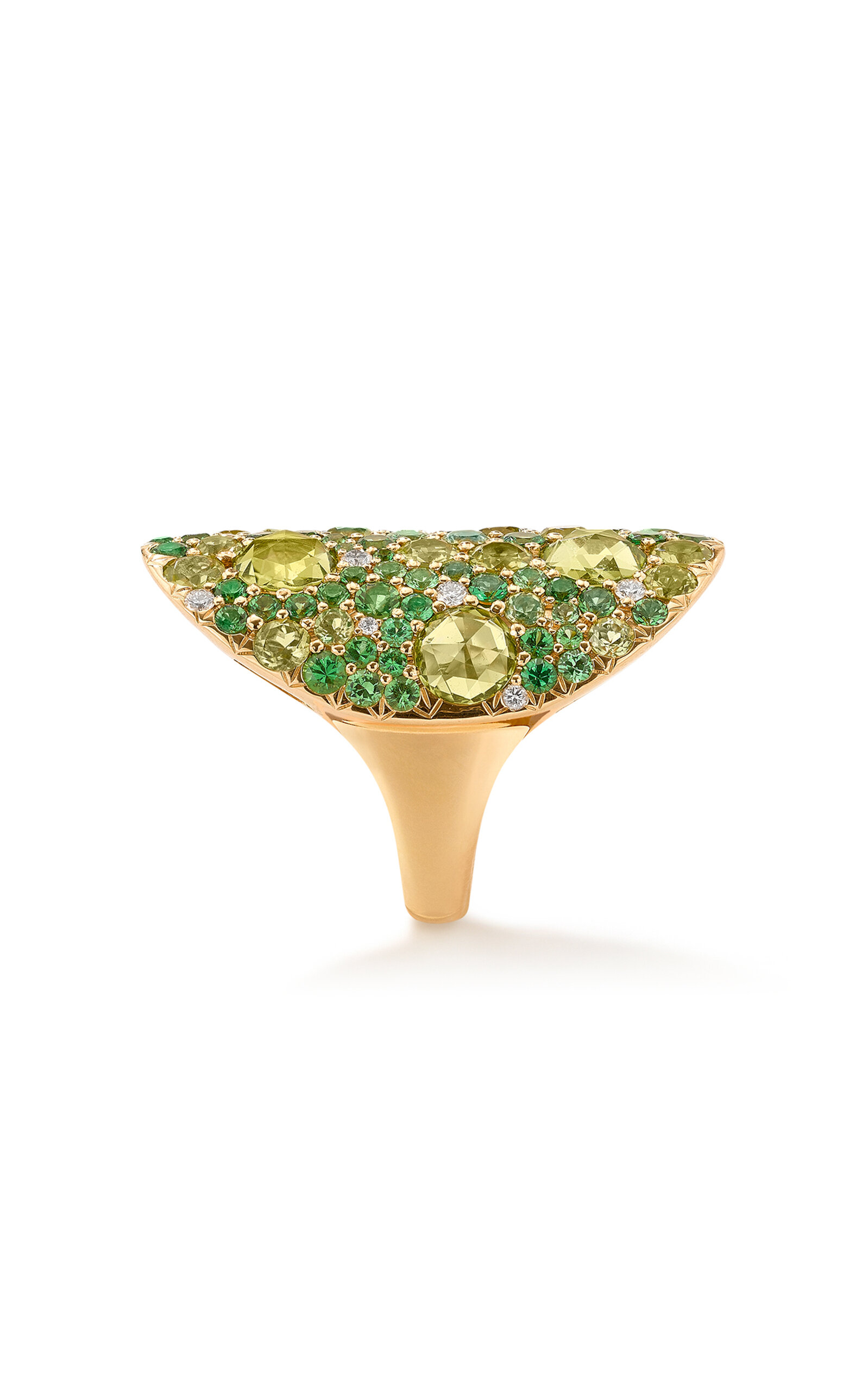 Robinson Pelham 18ct Yellow Gold Vault Ring In Green
