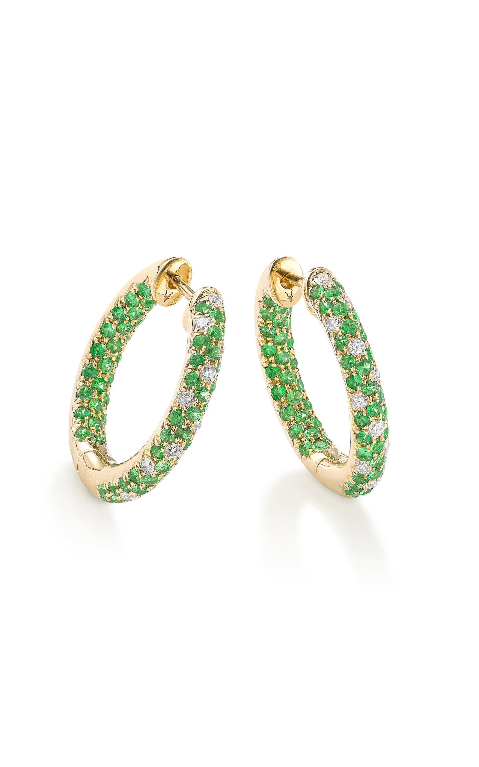 Robinson Pelham 14ct Yellow Gold Green Disco Sister Earrings In Green