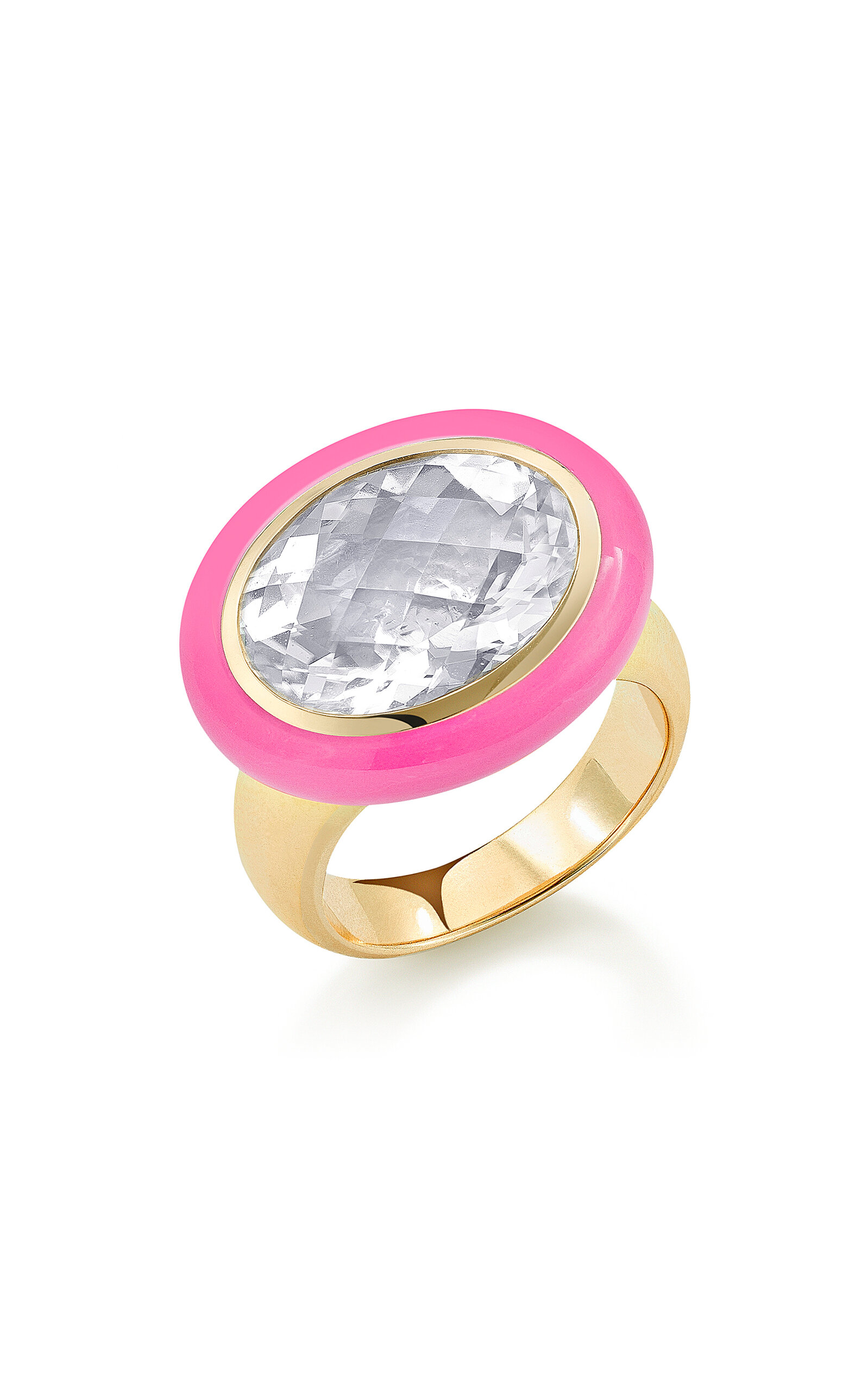 Robinson Pelham 14ct Yellow Gold Pink Arena Ring In Pink