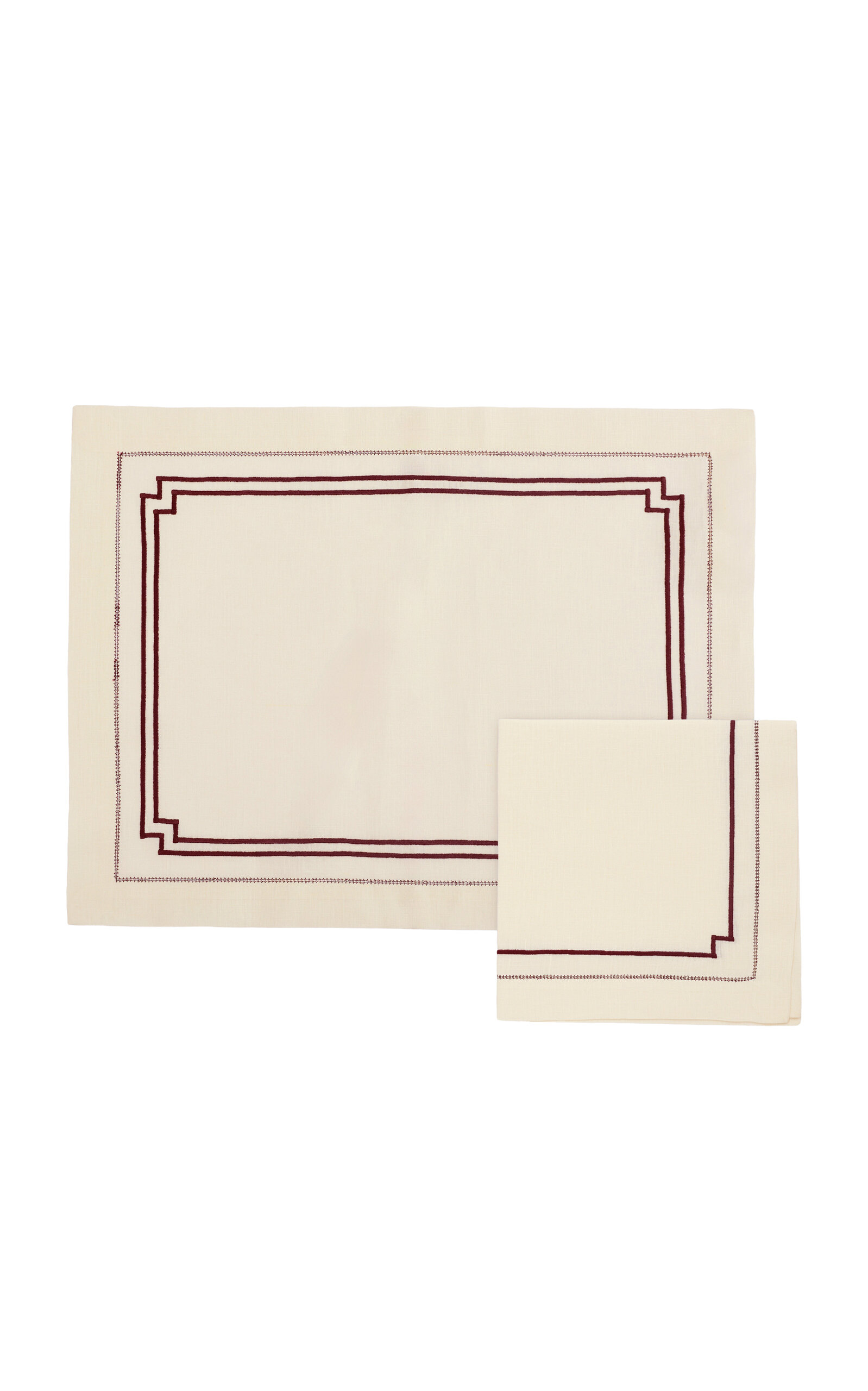 Attersee x Loretta Caponi Frames A-Jour Placemat And Napkin Set - Off-White